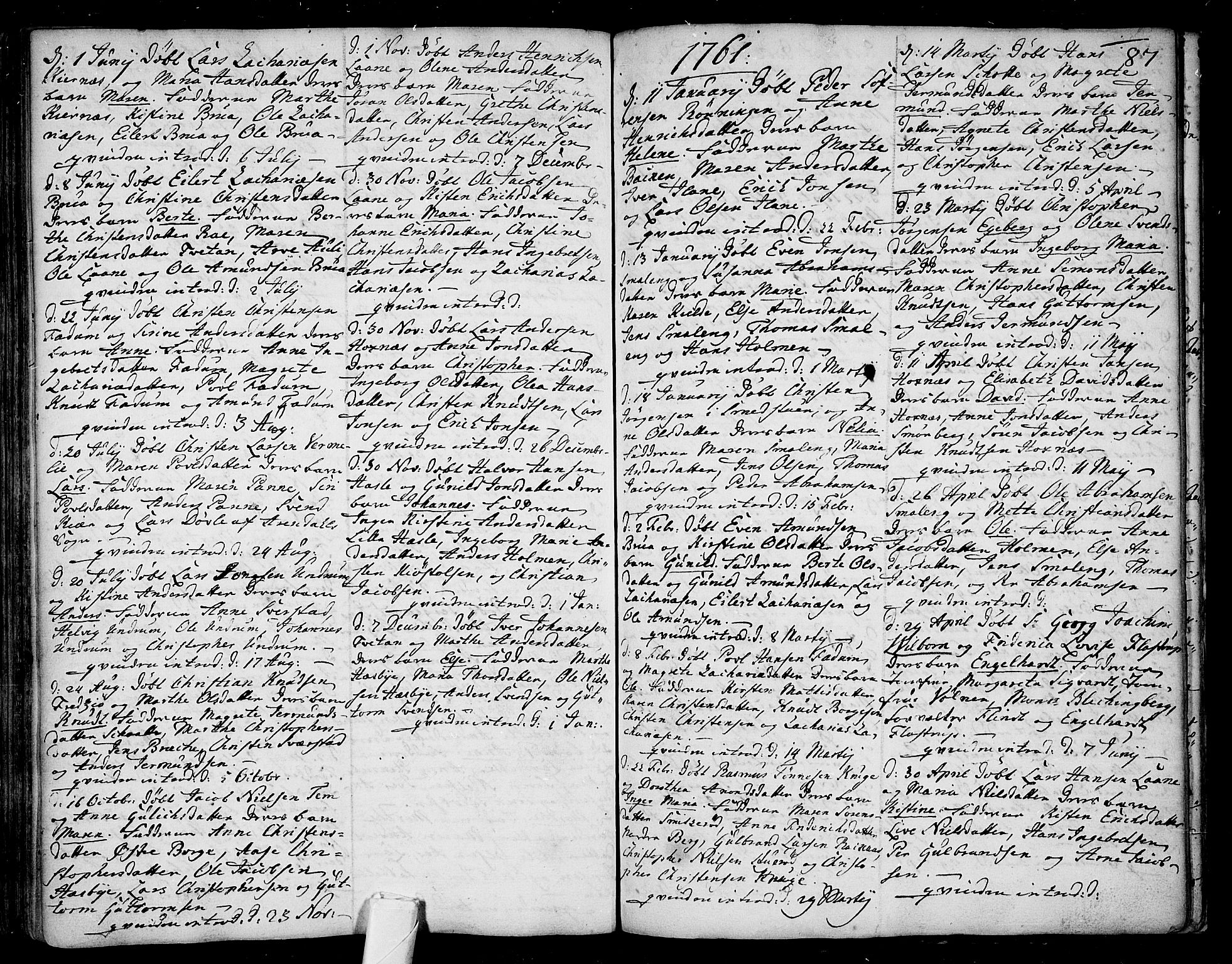 Sem kirkebøker, SAKO/A-5/F/Fa/L0001: Parish register (official) no. I 1, 1702-1763, p. 87
