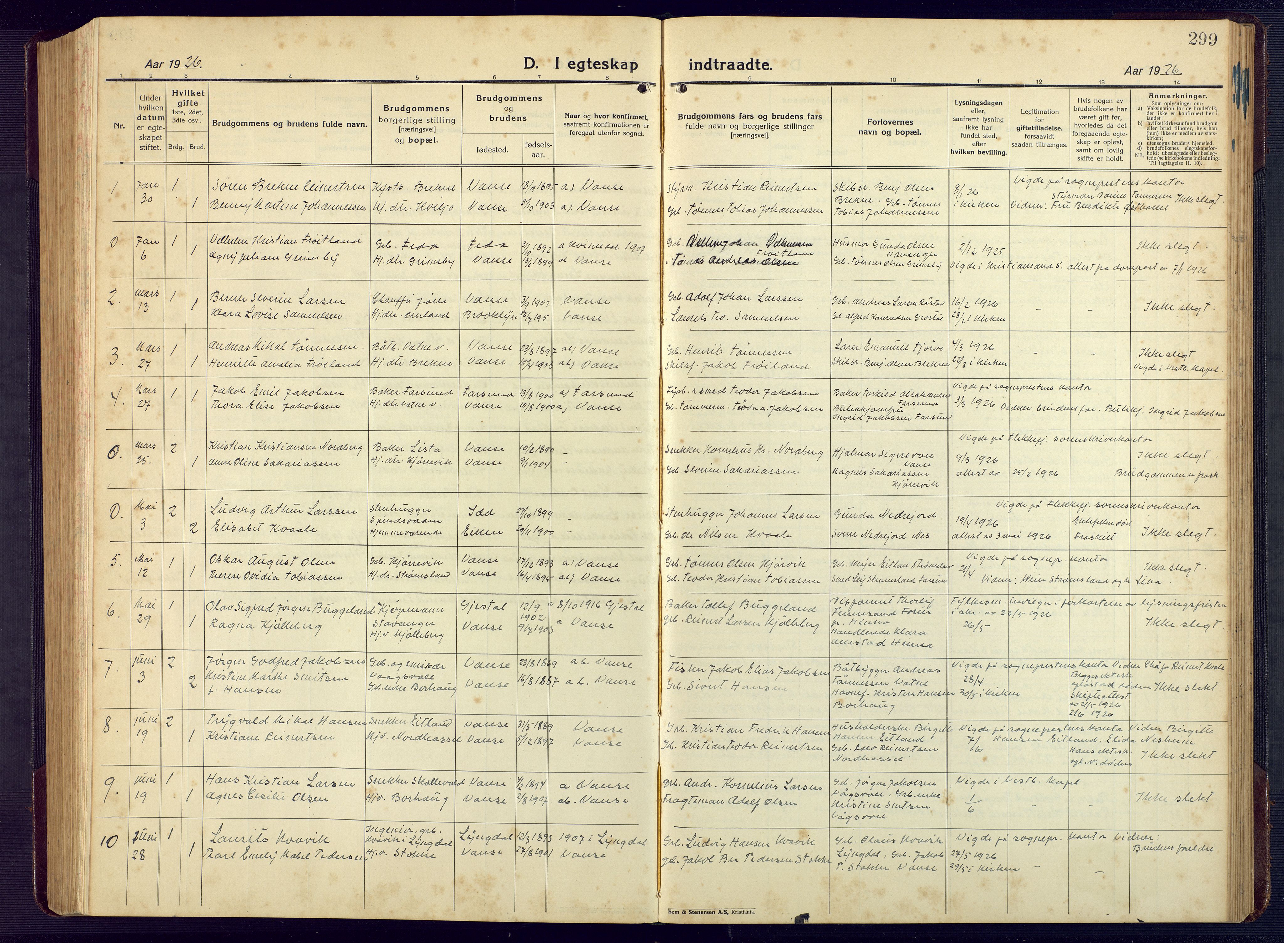 Lista sokneprestkontor, AV/SAK-1111-0027/F/Fb/L0006: Parish register (copy) no. B 6, 1924-1947, p. 299