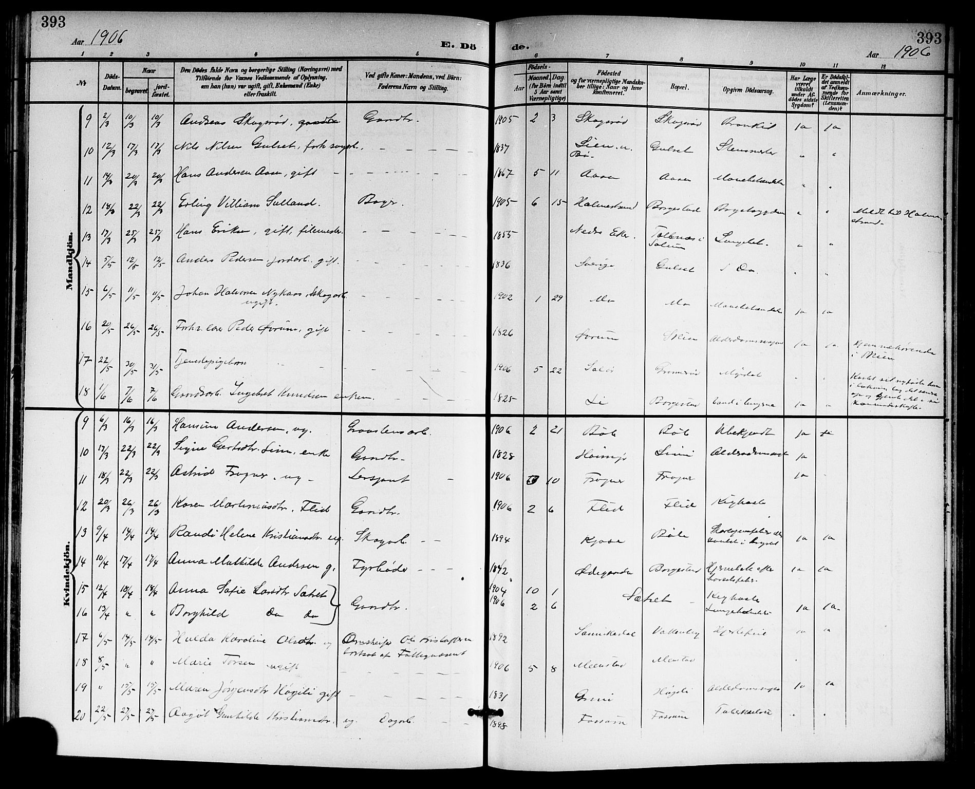 Gjerpen kirkebøker, SAKO/A-265/G/Ga/L0003: Parish register (copy) no. I 3, 1901-1919, p. 393