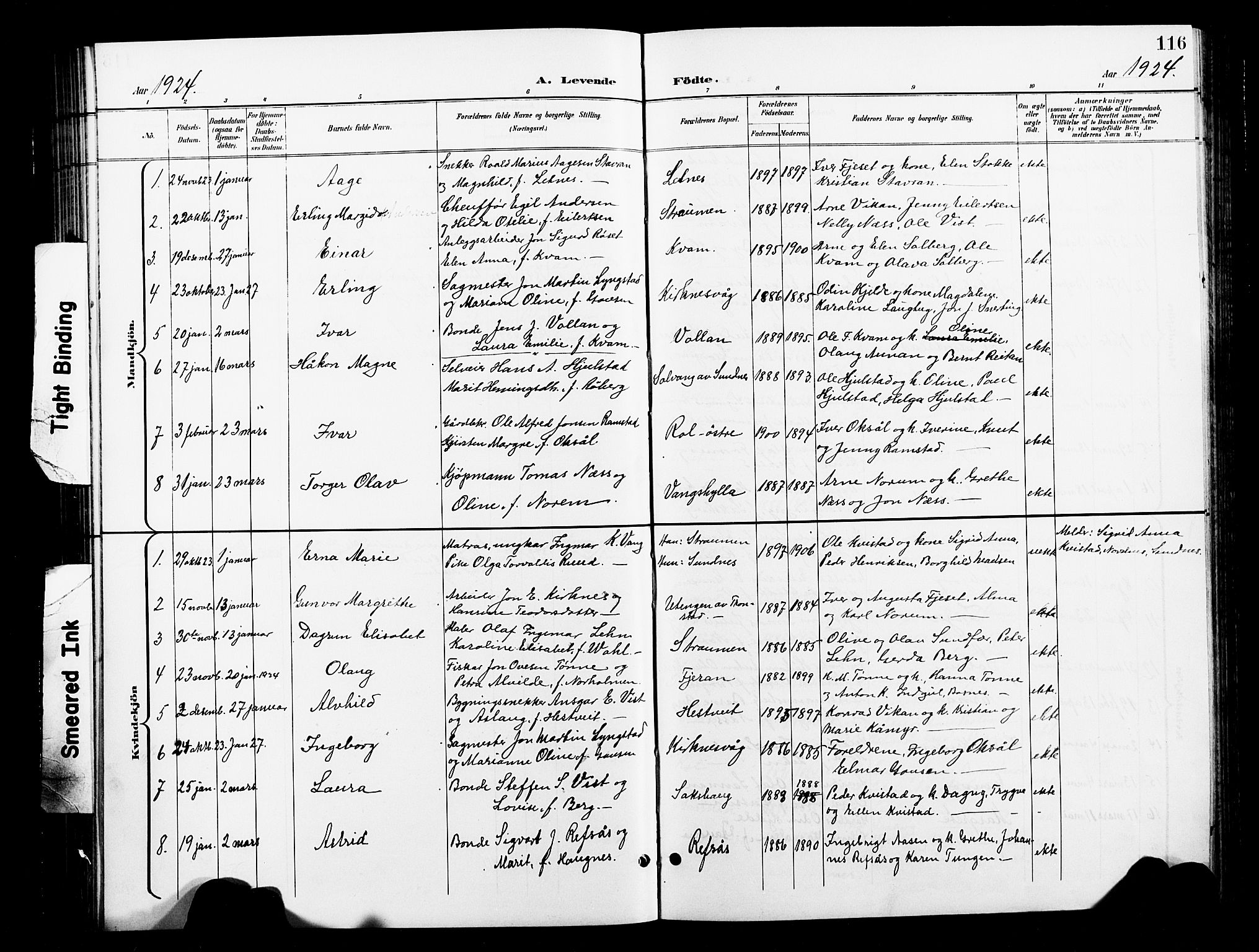 Ministerialprotokoller, klokkerbøker og fødselsregistre - Nord-Trøndelag, SAT/A-1458/730/L0302: Parish register (copy) no. 730C05, 1898-1924, p. 116