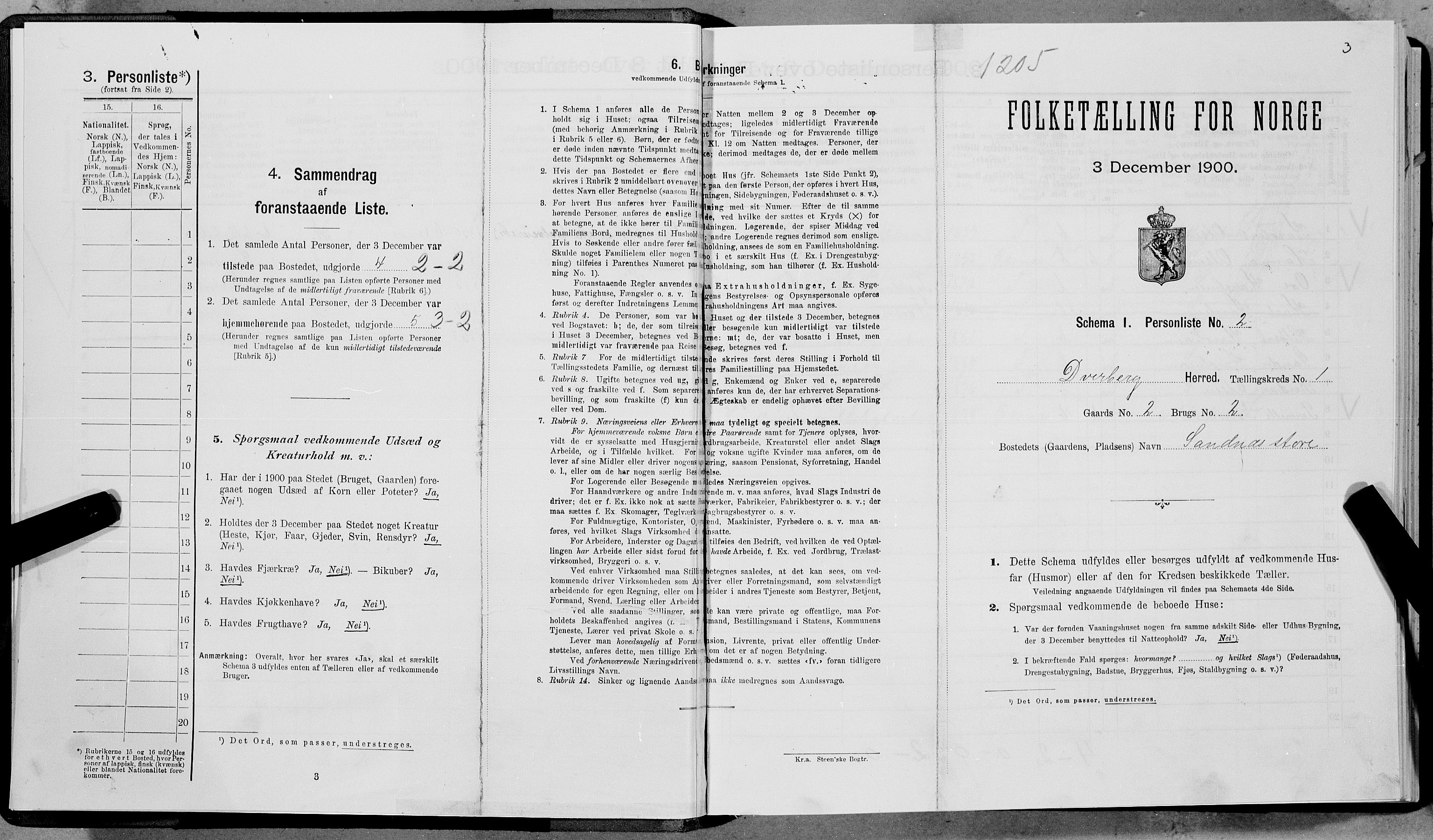 SAT, 1900 census for Dverberg, 1900, p. 34