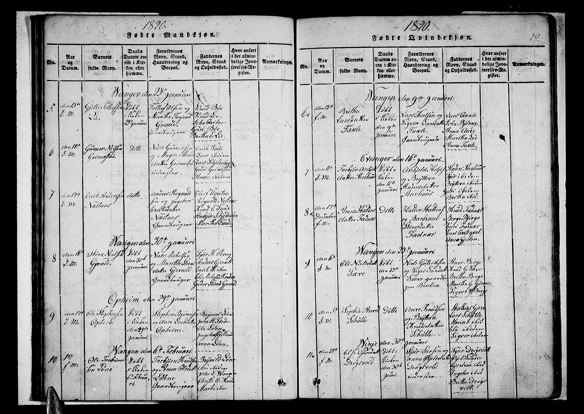 Voss sokneprestembete, AV/SAB-A-79001/H/Haa: Parish register (official) no. A 11, 1816-1827, p. 29