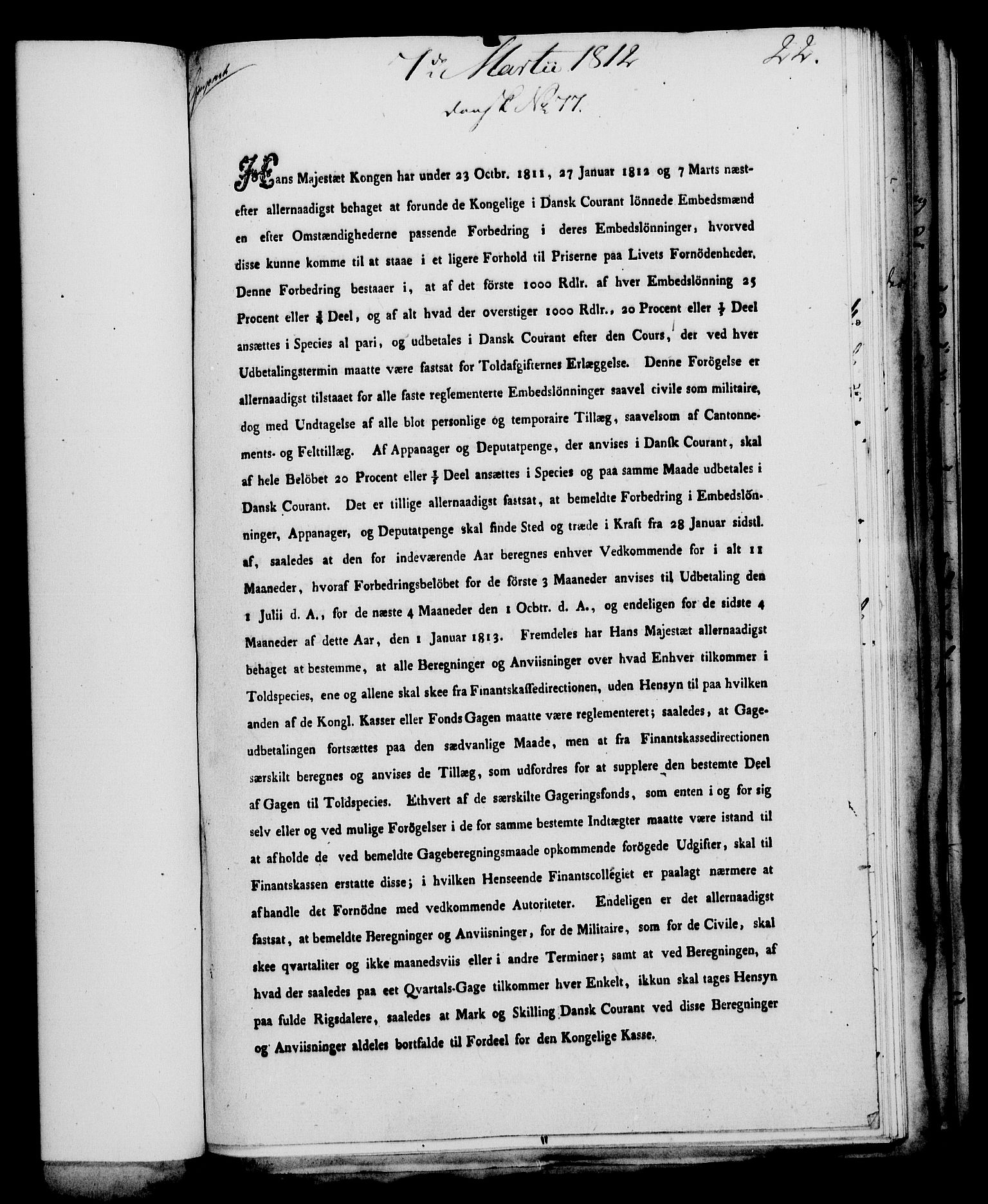 Rentekammeret, Kammerkanselliet, AV/RA-EA-3111/G/Gf/Gfa/L0094: Norsk relasjons- og resolusjonsprotokoll (merket RK 52.94), 1812, p. 101