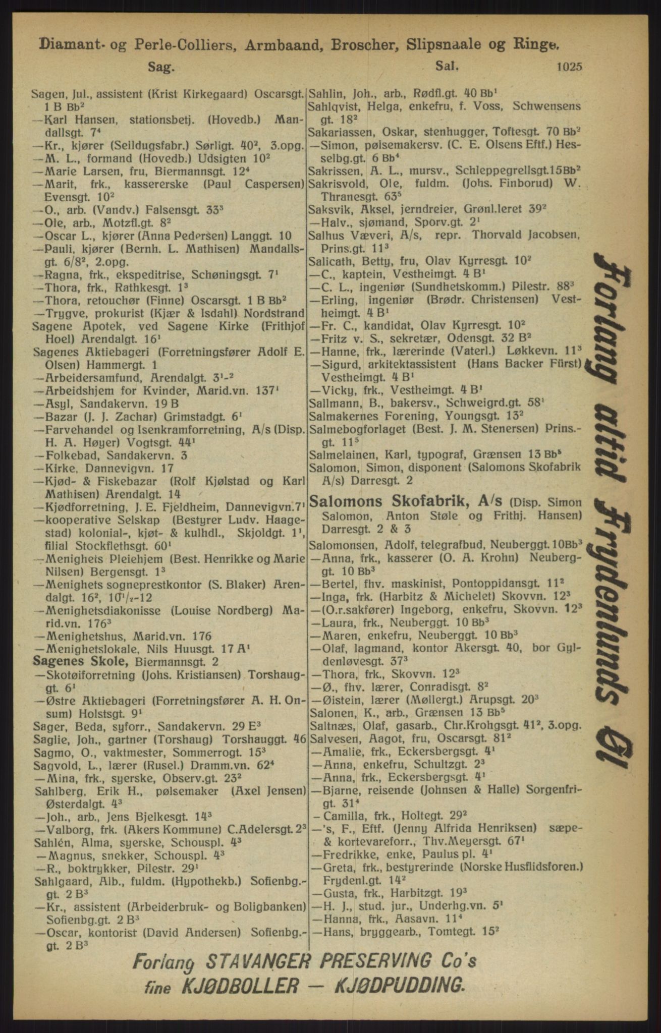 Kristiania/Oslo adressebok, PUBL/-, 1915, p. 1025