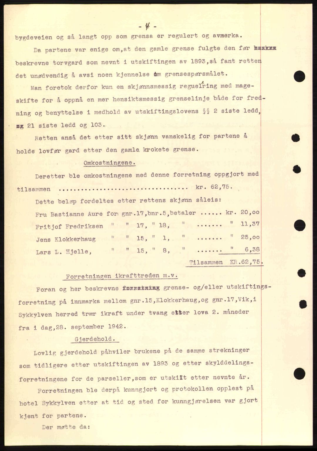 Nordre Sunnmøre sorenskriveri, AV/SAT-A-0006/1/2/2C/2Ca: Mortgage book no. A15, 1942-1943, Diary no: : 249/1943