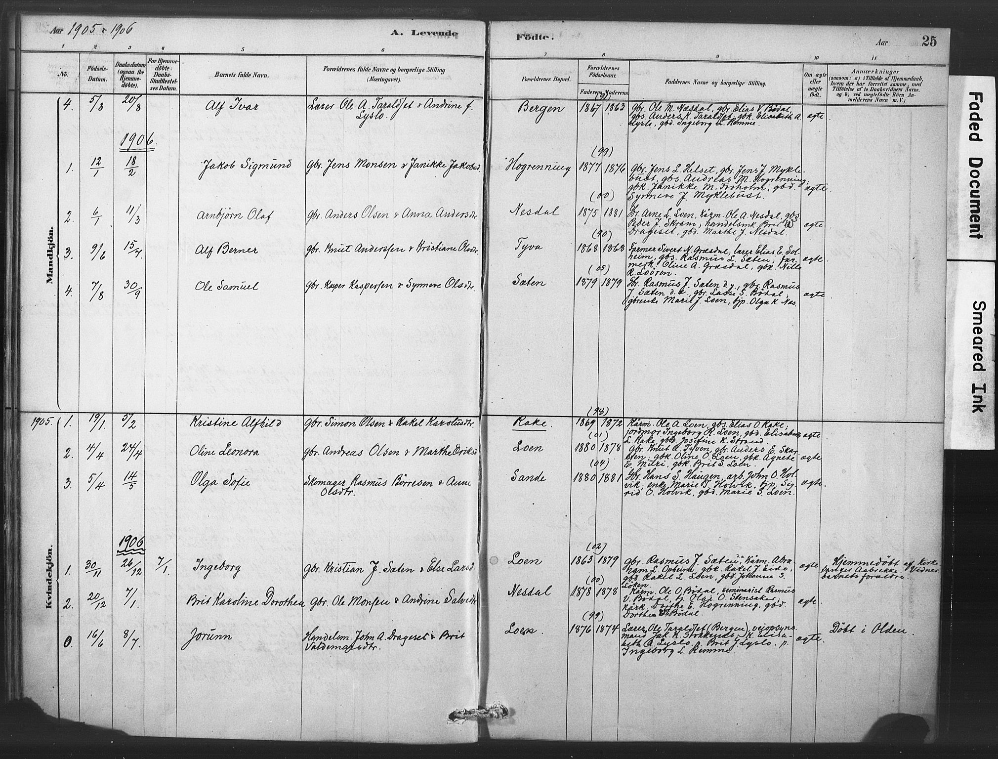 Stryn Sokneprestembete, AV/SAB-A-82501: Parish register (official) no. C 1, 1878-1907, p. 25