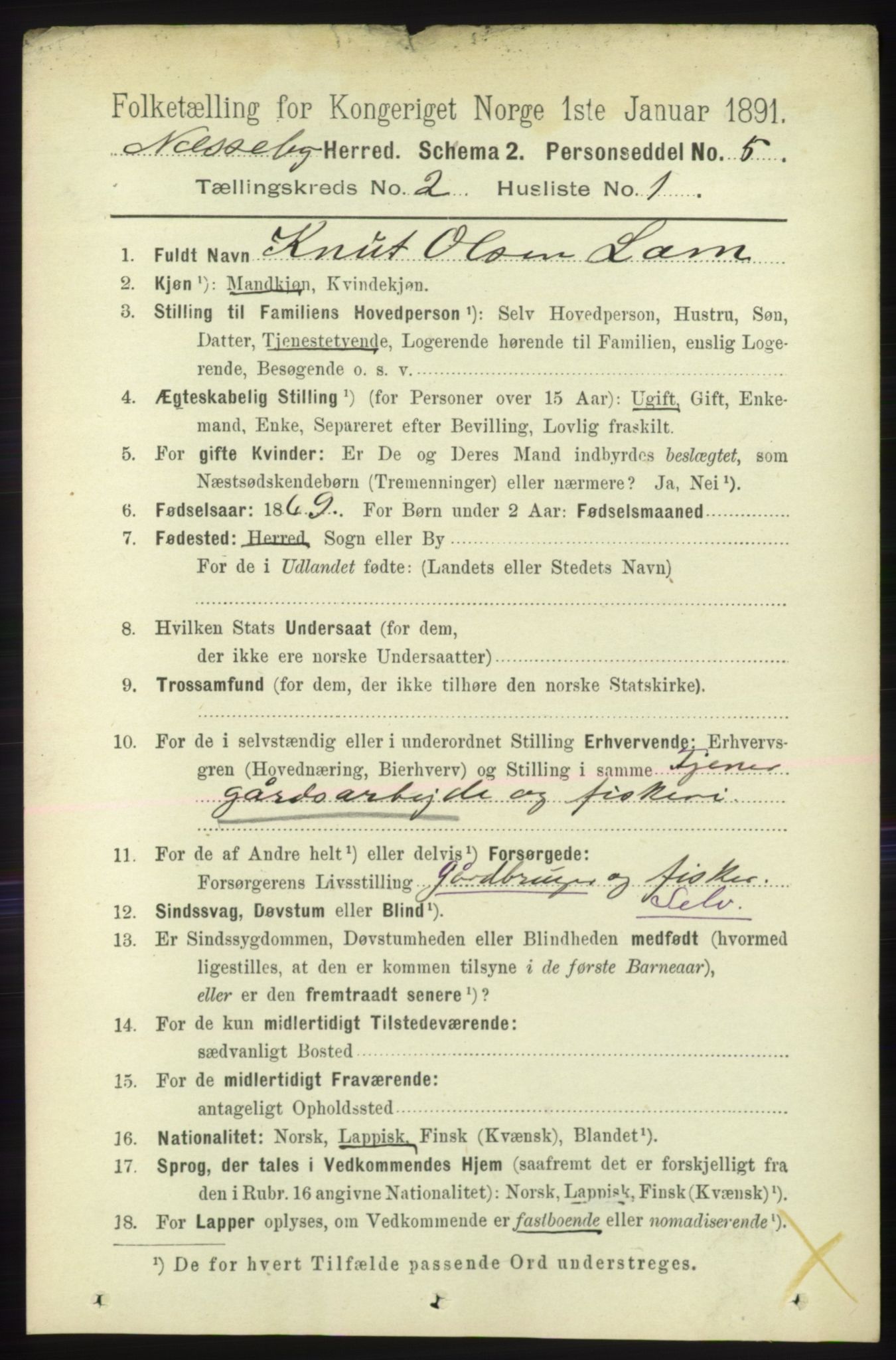 RA, 1891 census for 2027 Nesseby, 1891, p. 641