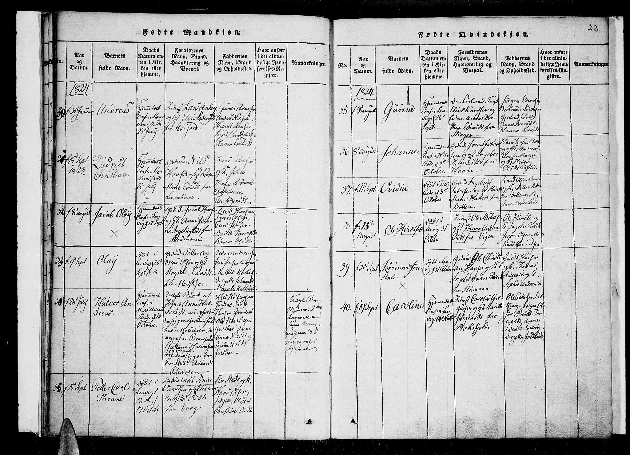 Lenvik sokneprestembete, SATØ/S-1310/H/Ha/Haa/L0003kirke: Parish register (official) no. 3, 1820-1831, p. 22