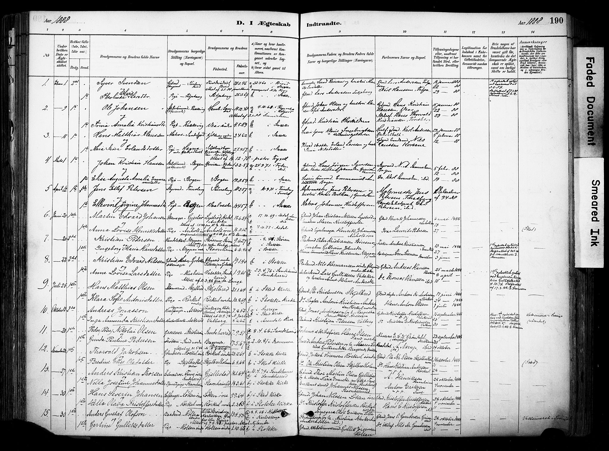 Stokke kirkebøker, SAKO/A-320/F/Fa/L0010: Parish register (official) no. I 10, 1884-1903, p. 190