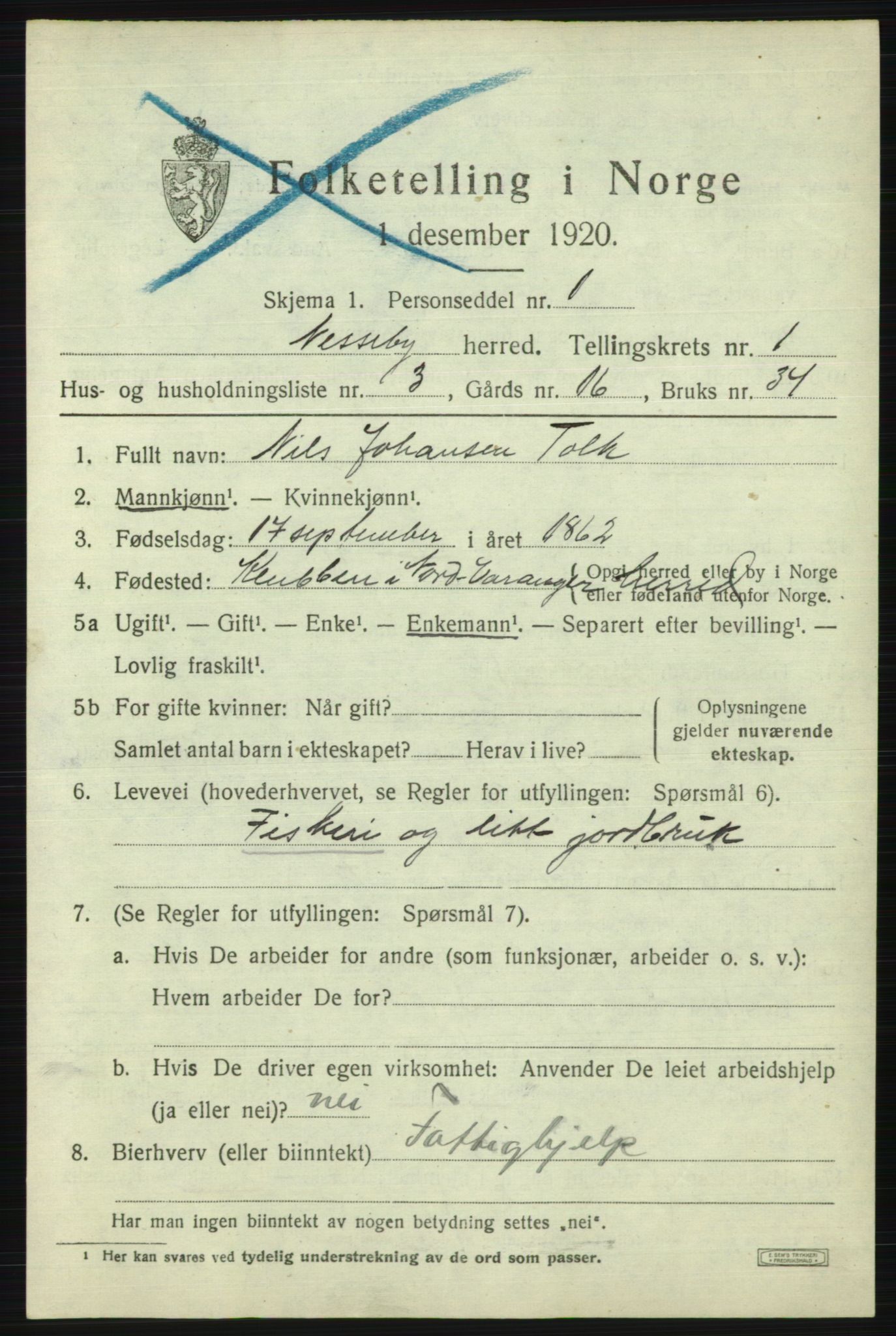 SATØ, 1920 census for Nesseby, 1920, p. 517