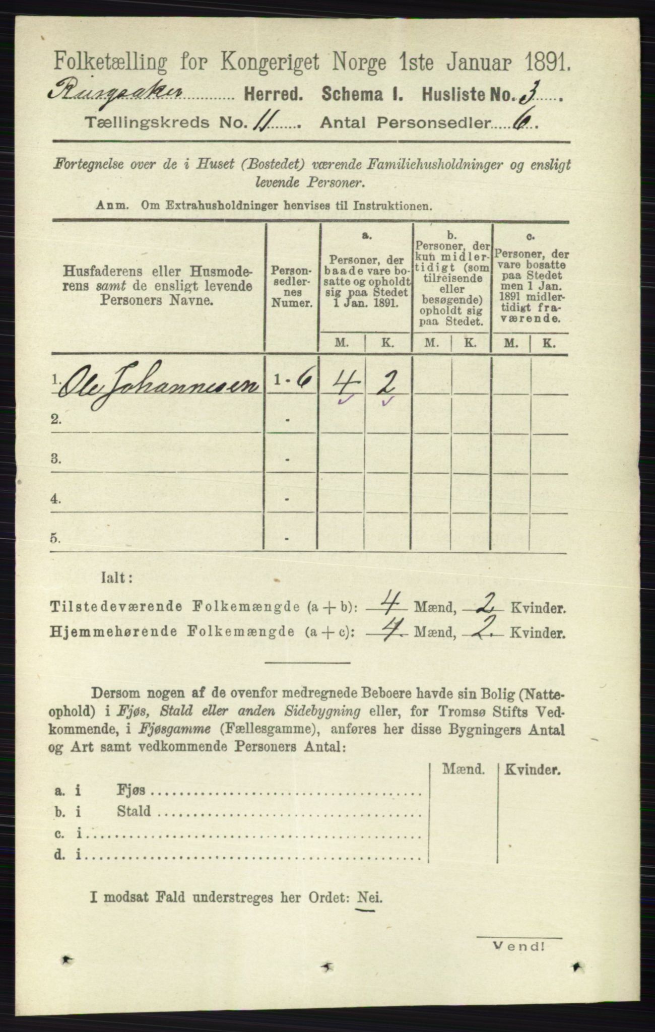 RA, 1891 census for 0412 Ringsaker, 1891, p. 6170