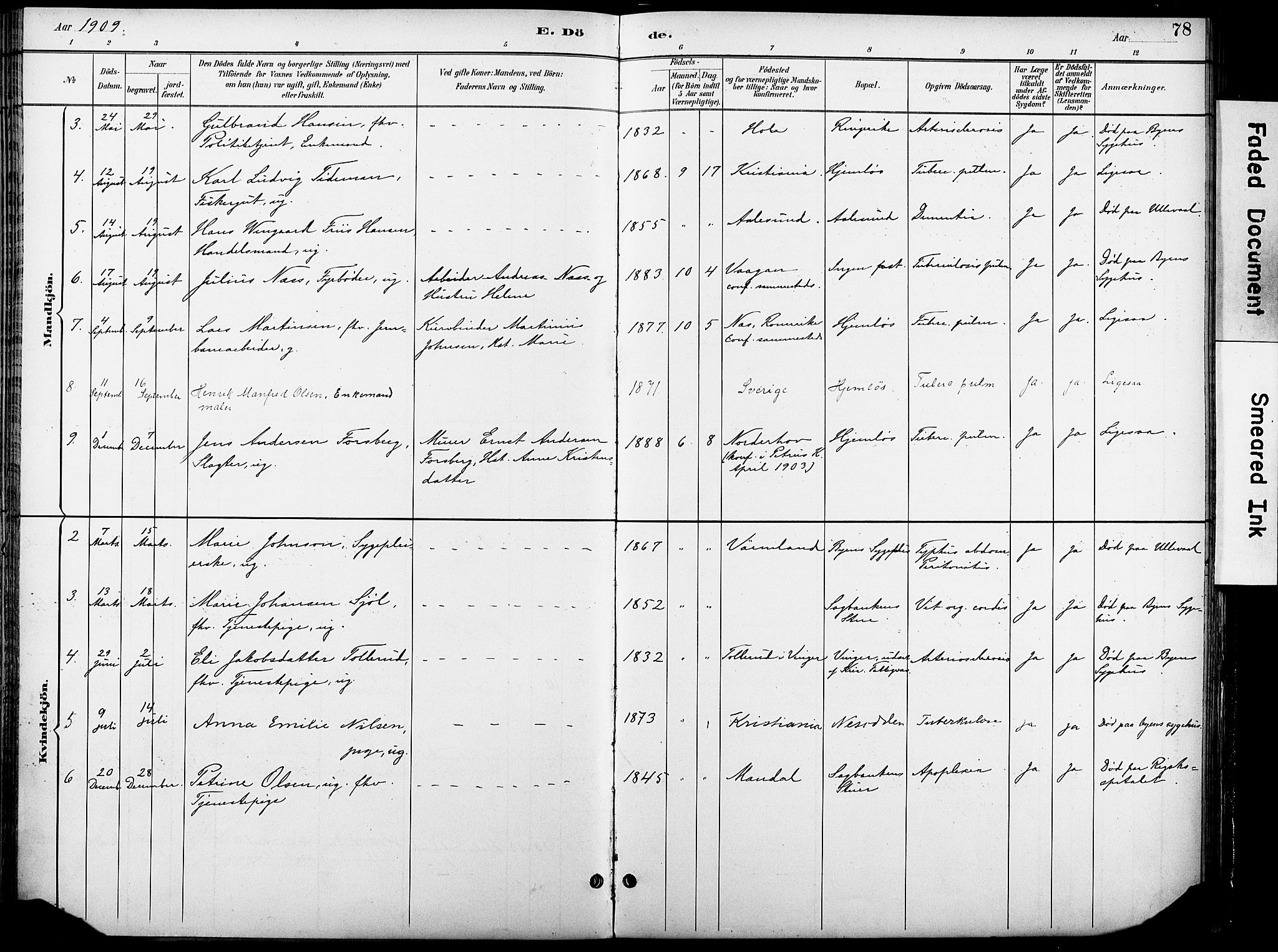 Krohgstøtten sykehusprest Kirkebøker, SAO/A-10854/F/Fa/L0003: Parish register (official) no. 3, 1890-1935, p. 78