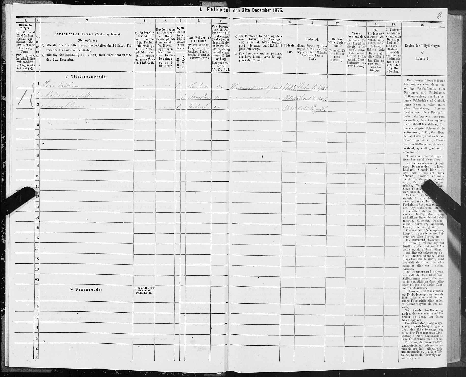 SAT, 1875 census for 1544P Bolsøy, 1875, p. 2006