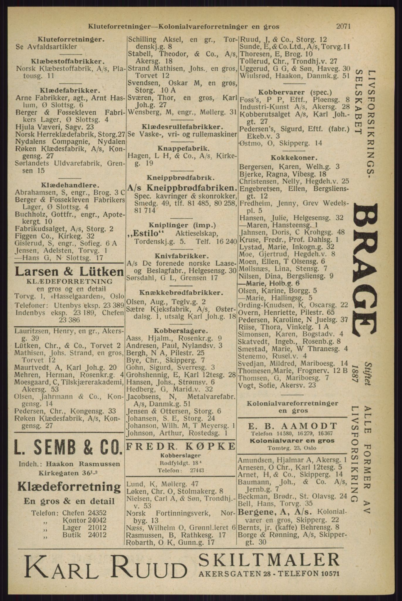 Kristiania/Oslo adressebok, PUBL/-, 1927, p. 2071