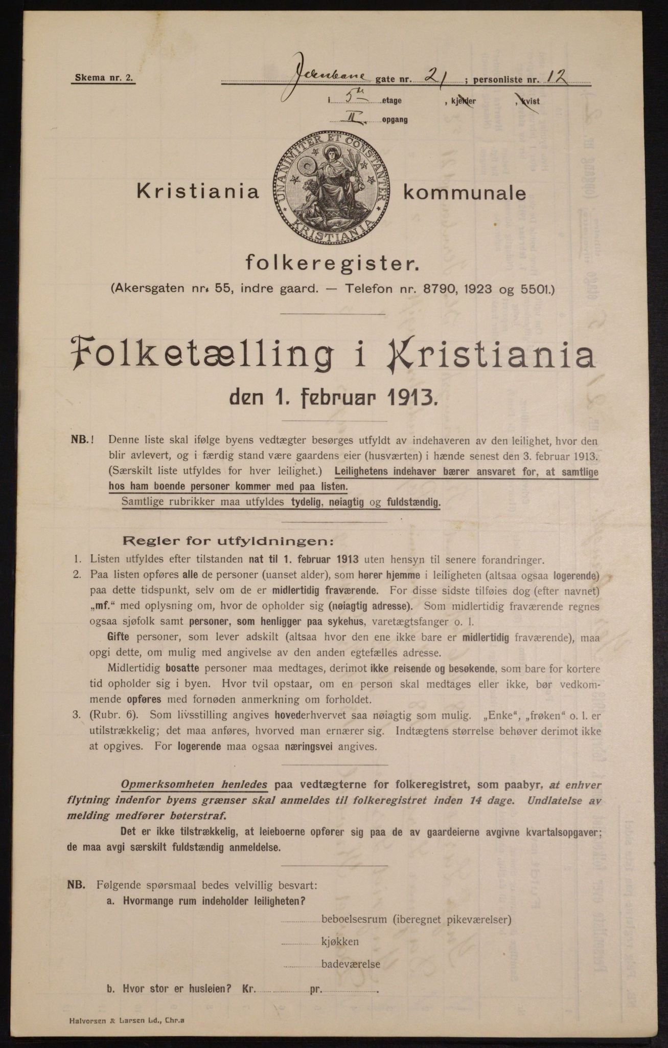 OBA, Municipal Census 1913 for Kristiania, 1913, p. 46675