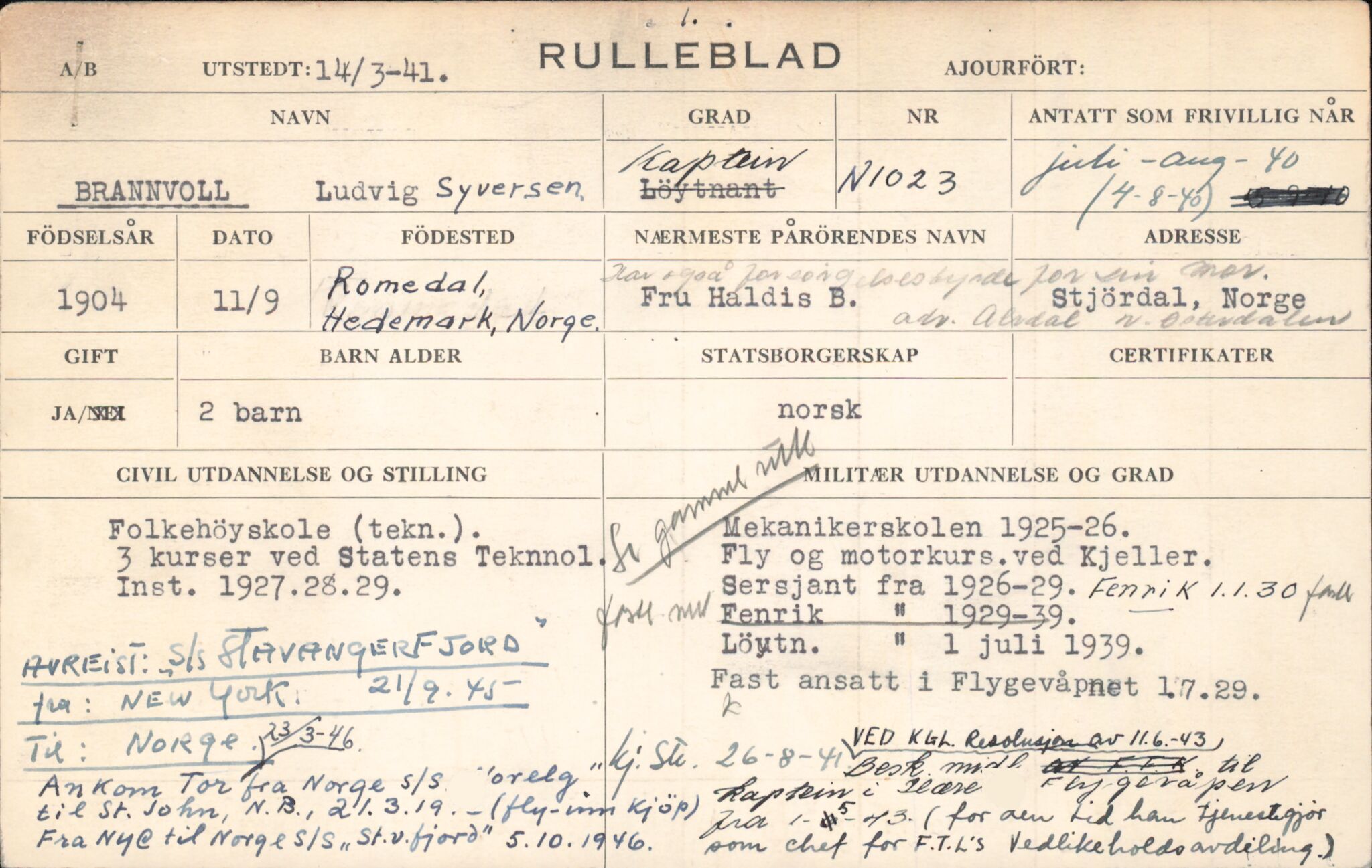 Forsvaret, Forsvarets overkommando/Luftforsvarsstaben, AV/RA-RAFA-4079/P/Pa/L0011: Personellpapirer, 1904, p. 63