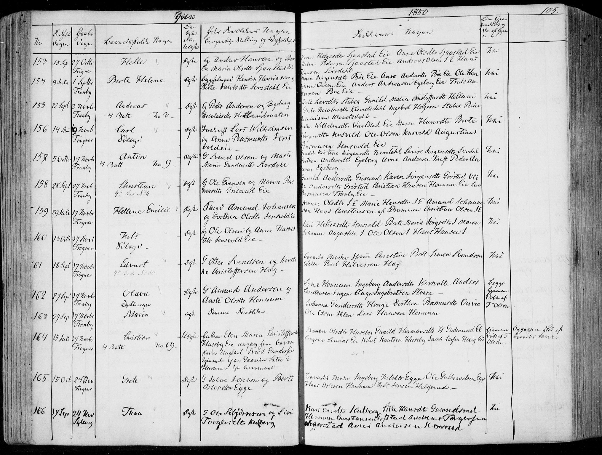 Lier kirkebøker, SAKO/A-230/F/Fa/L0011: Parish register (official) no. I 11, 1843-1854, p. 105