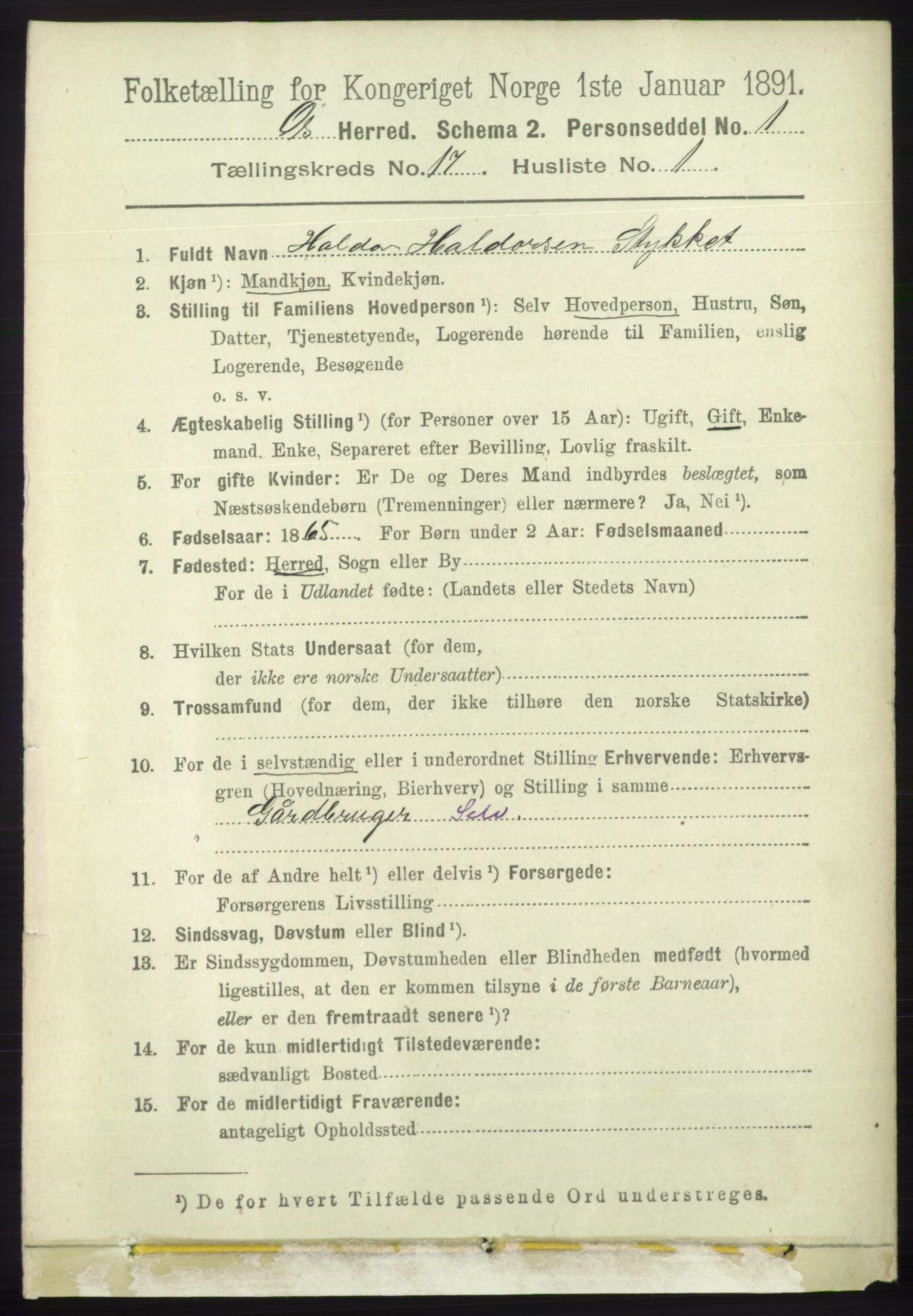 RA, 1891 census for 1243 Os, 1891, p. 3718