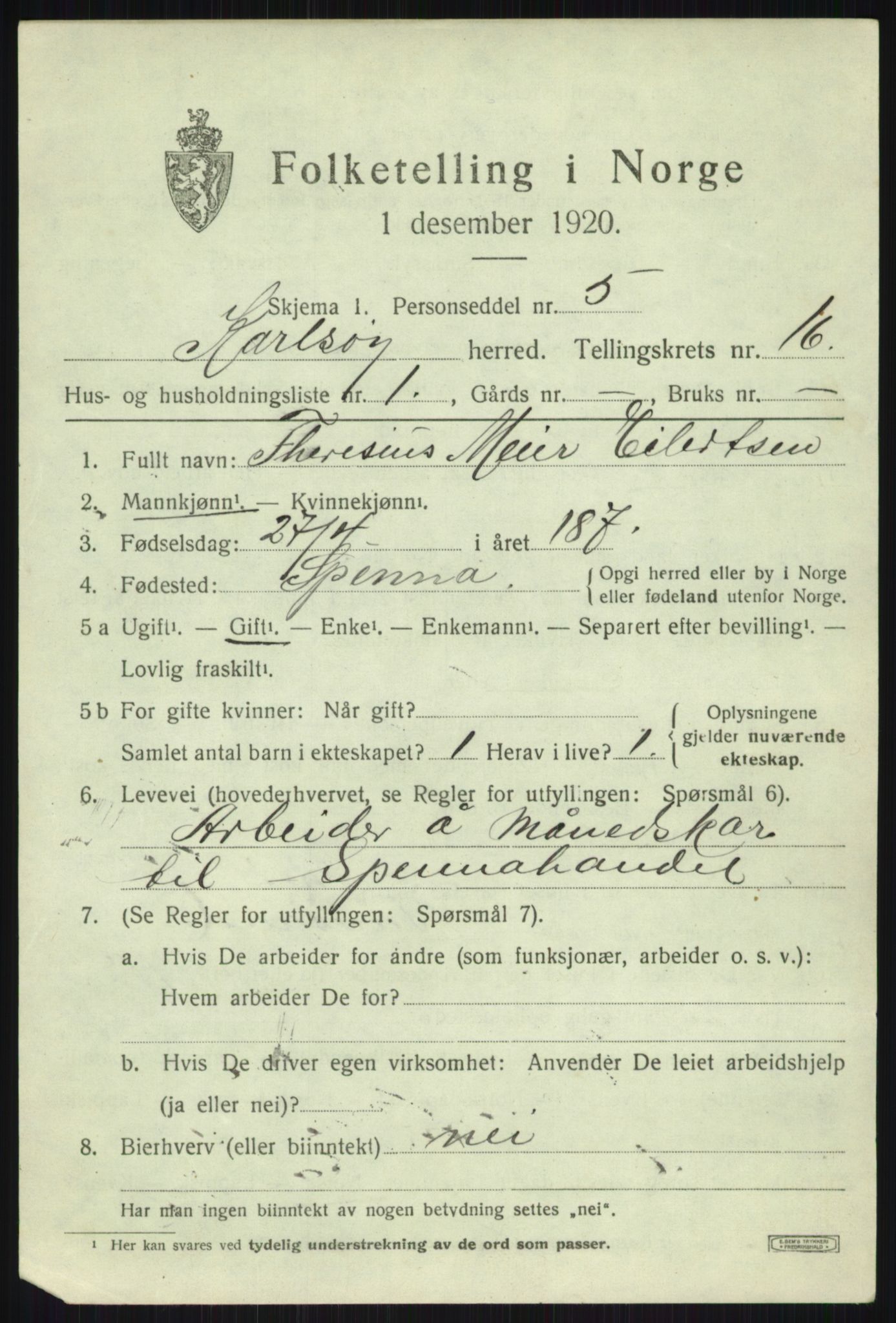 SATØ, 1920 census for Karlsøy, 1920, p. 5507