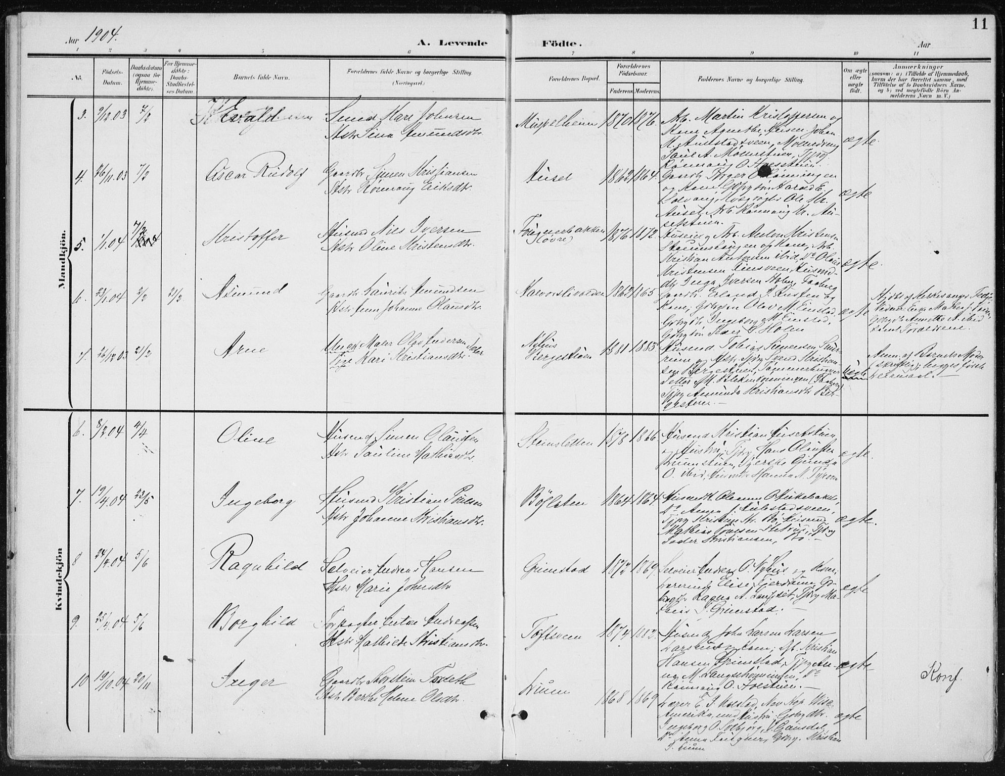 Østre Gausdal prestekontor, AV/SAH-PREST-092/H/Ha/Haa/L0005: Parish register (official) no. 5, 1902-1920, p. 11