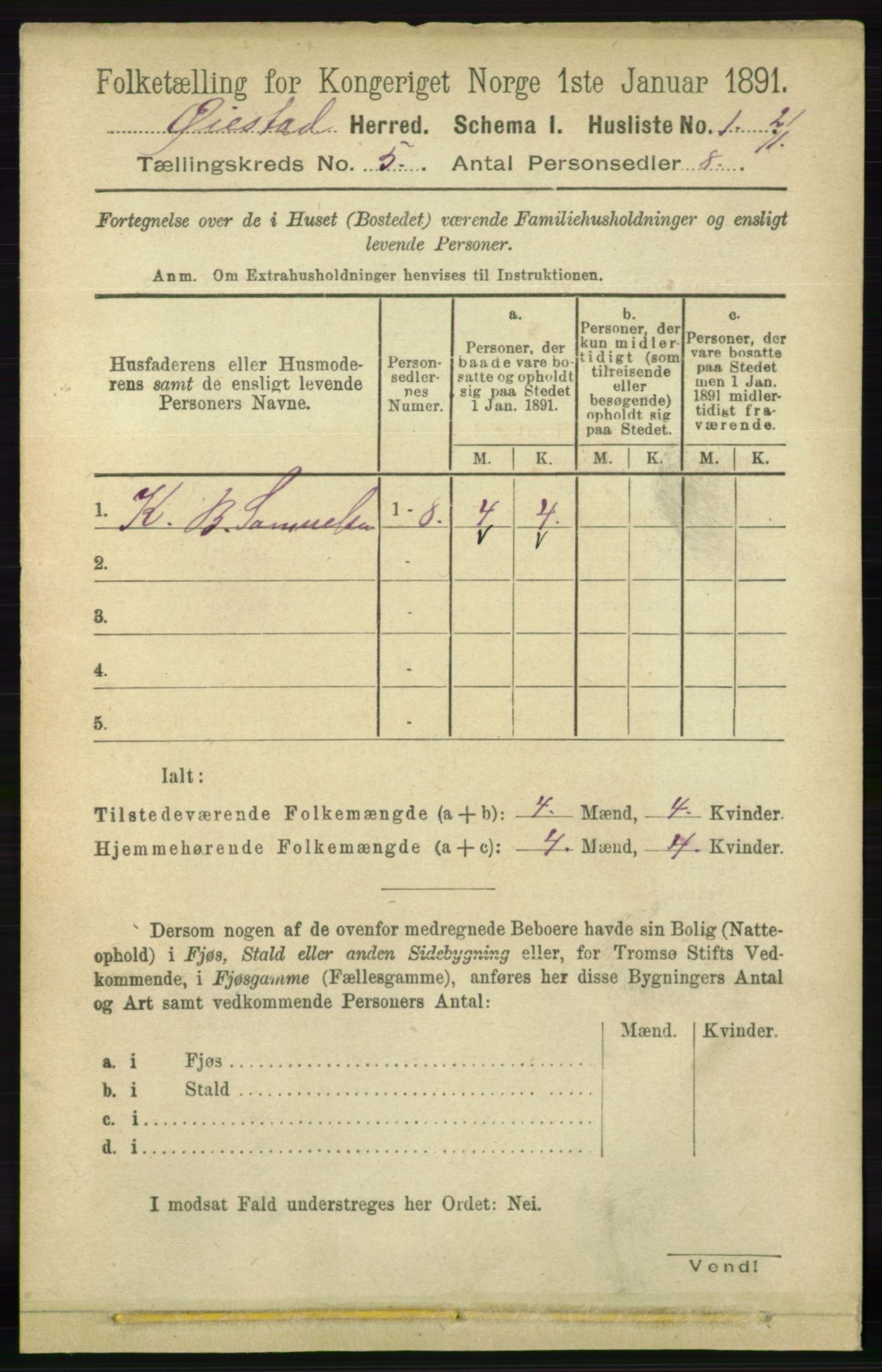 RA, 1891 census for 0920 Øyestad, 1891, p. 1762