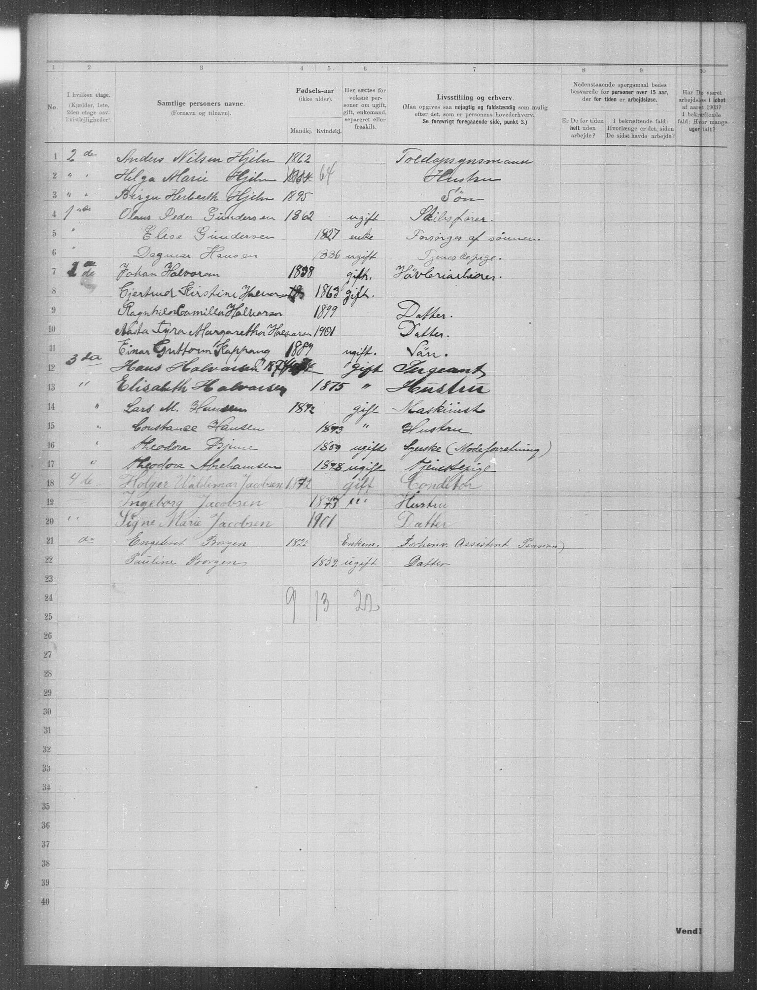 OBA, Municipal Census 1903 for Kristiania, 1903, p. 2656