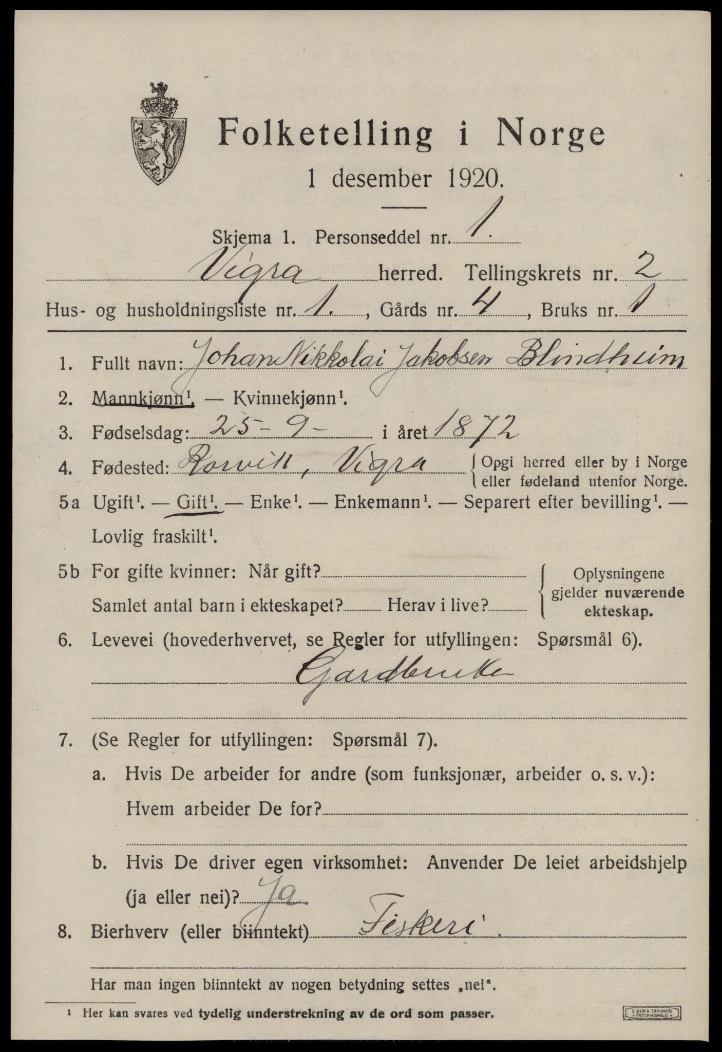 SAT, 1920 census for Vigra, 1920, p. 820