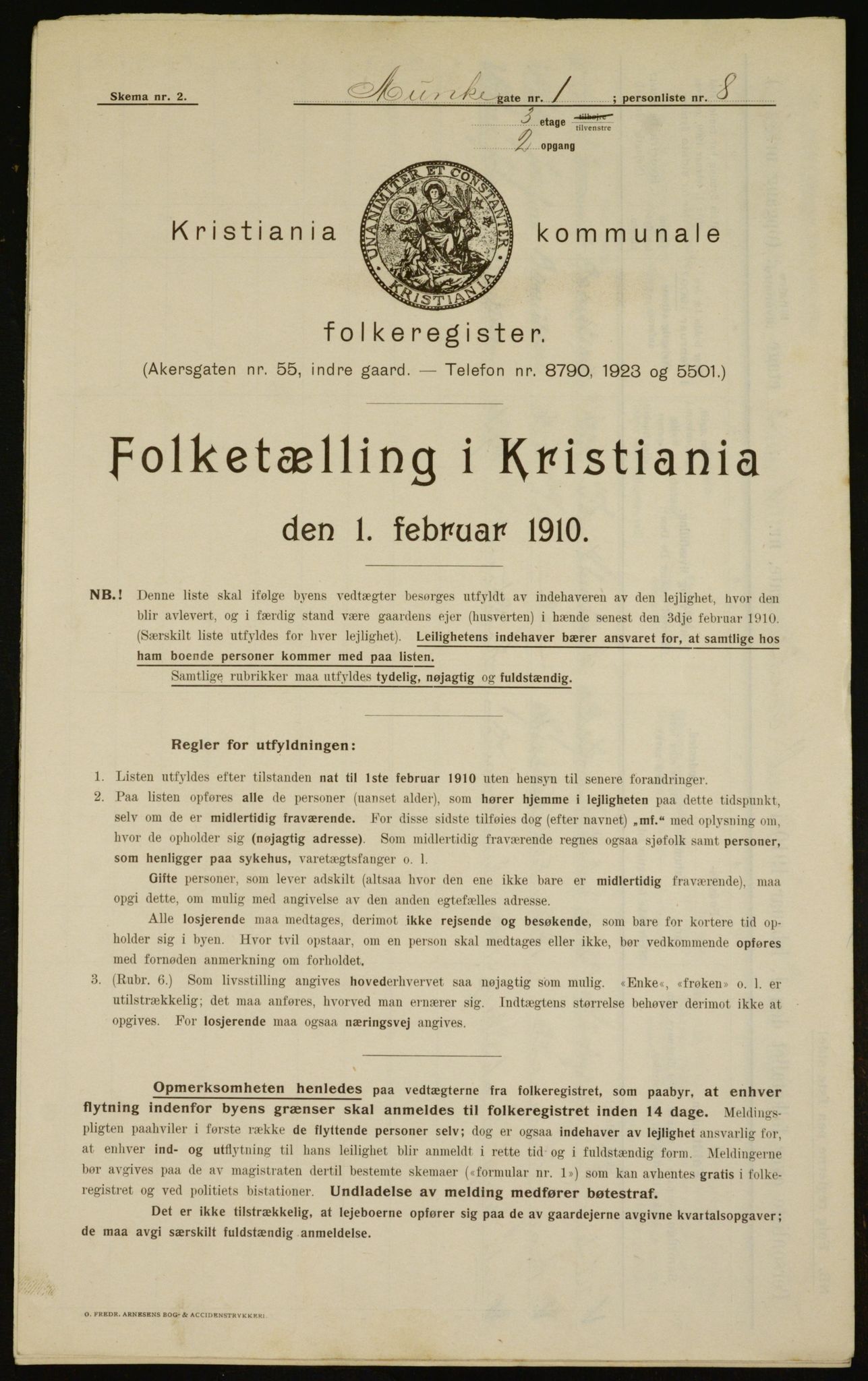 OBA, Municipal Census 1910 for Kristiania, 1910, p. 65600