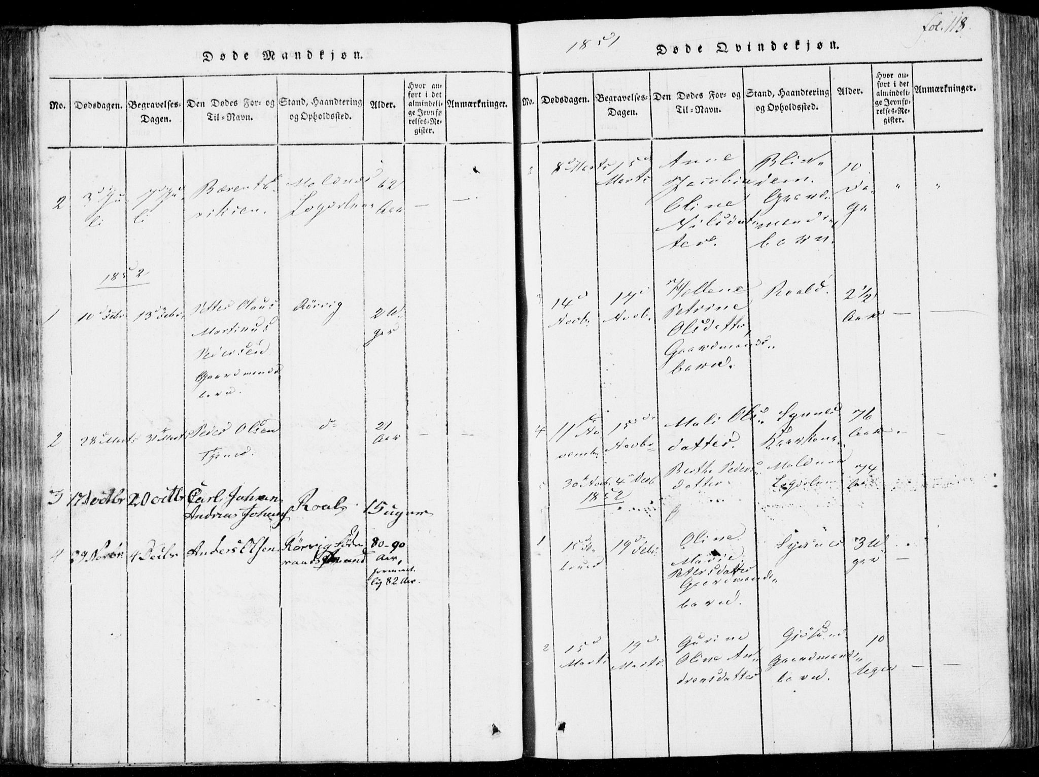 Ministerialprotokoller, klokkerbøker og fødselsregistre - Møre og Romsdal, AV/SAT-A-1454/537/L0517: Parish register (official) no. 537A01, 1818-1862, p. 118