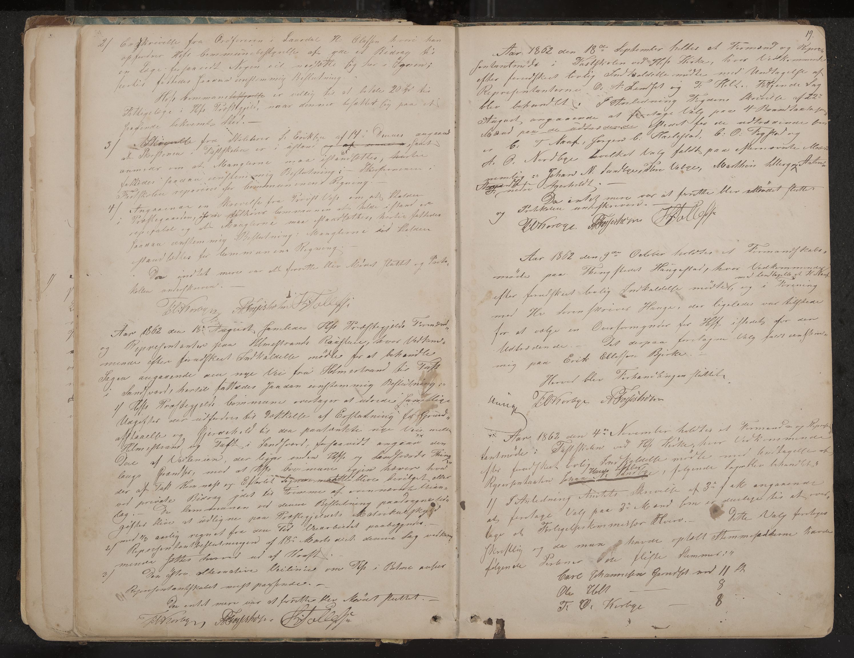 Hof formannskap og sentraladministrasjon, IKAK/0714021-1/A/Aa/L0002: Møtebok med register, 1859-1873, p. 19
