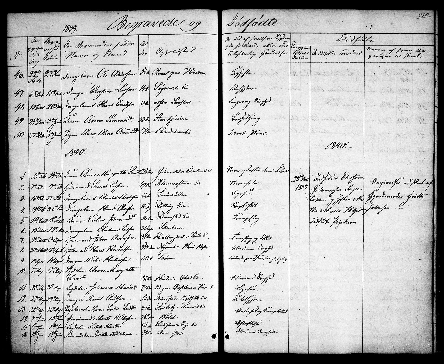 Rygge prestekontor Kirkebøker, SAO/A-10084b/F/Fa/L0004: Parish register (official) no. 4, 1836-1851, p. 250