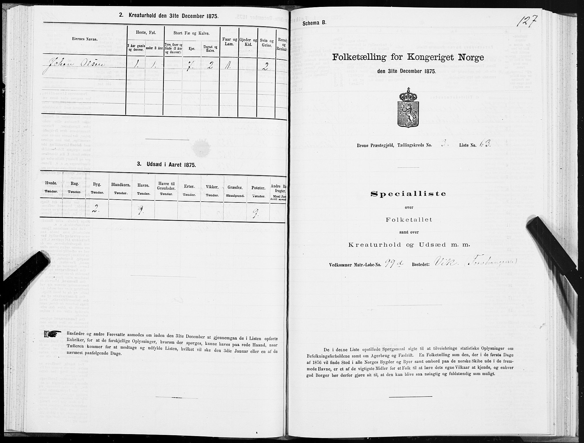 SAT, 1875 census for 1814P Brønnøy, 1875, p. 2127