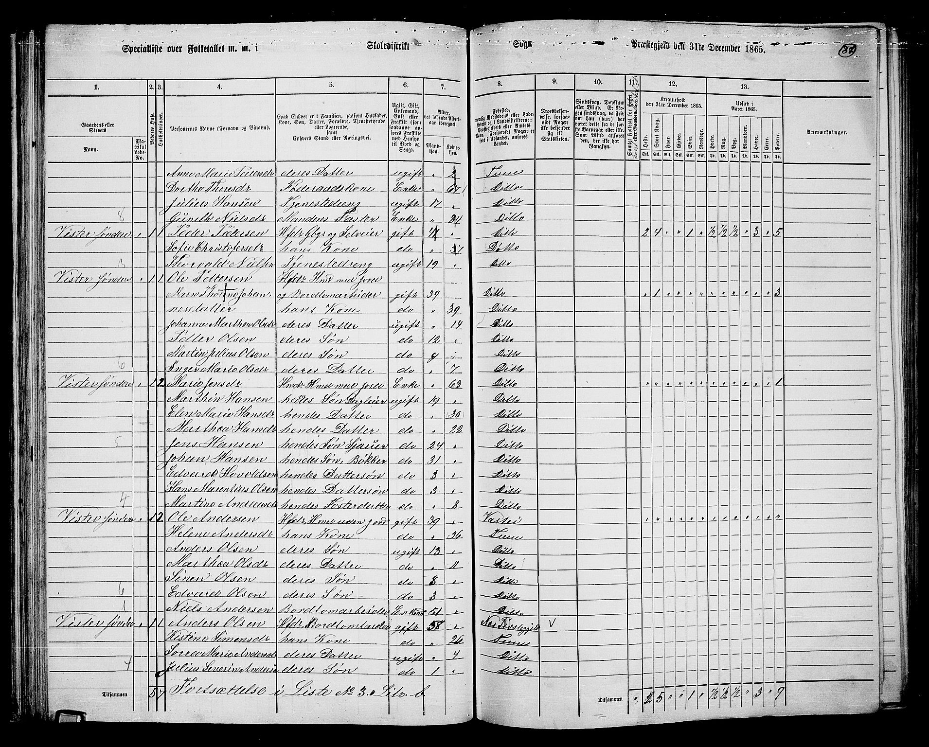 RA, 1865 census for Tune, 1865, p. 80