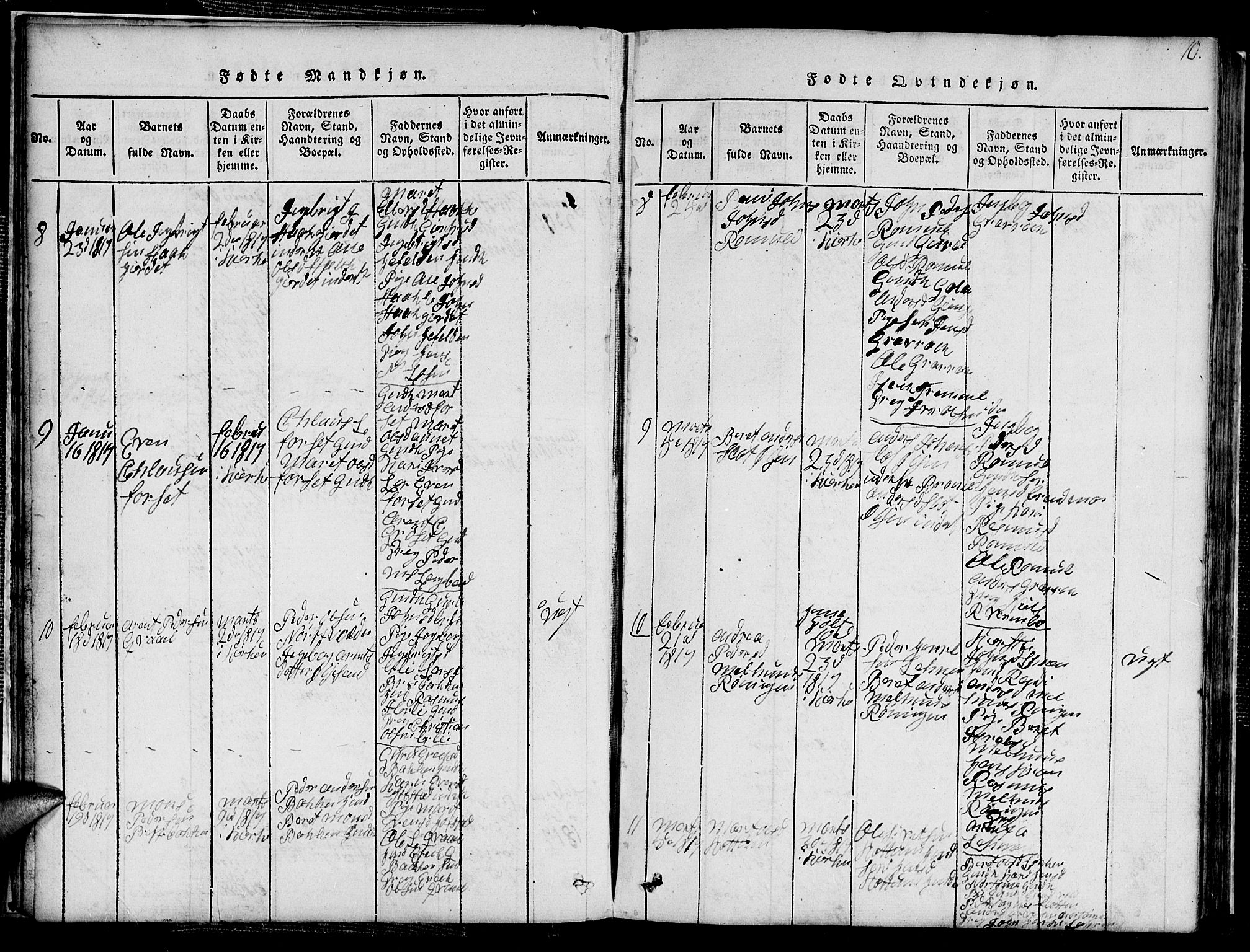 Ministerialprotokoller, klokkerbøker og fødselsregistre - Sør-Trøndelag, SAT/A-1456/691/L1092: Parish register (copy) no. 691C03, 1816-1852, p. 10