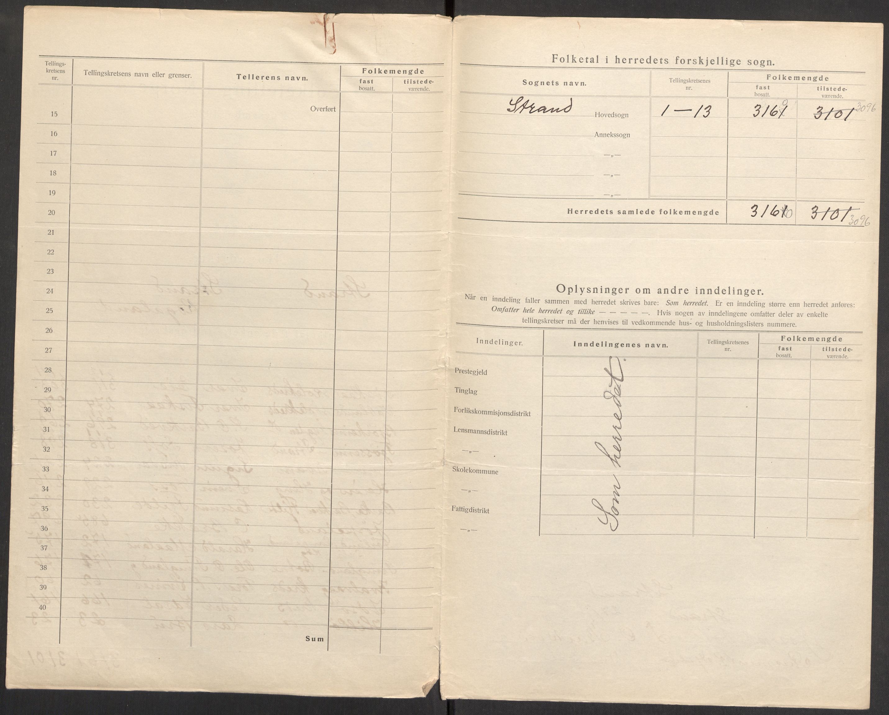 SAST, 1920 census for Strand, 1920, p. 5