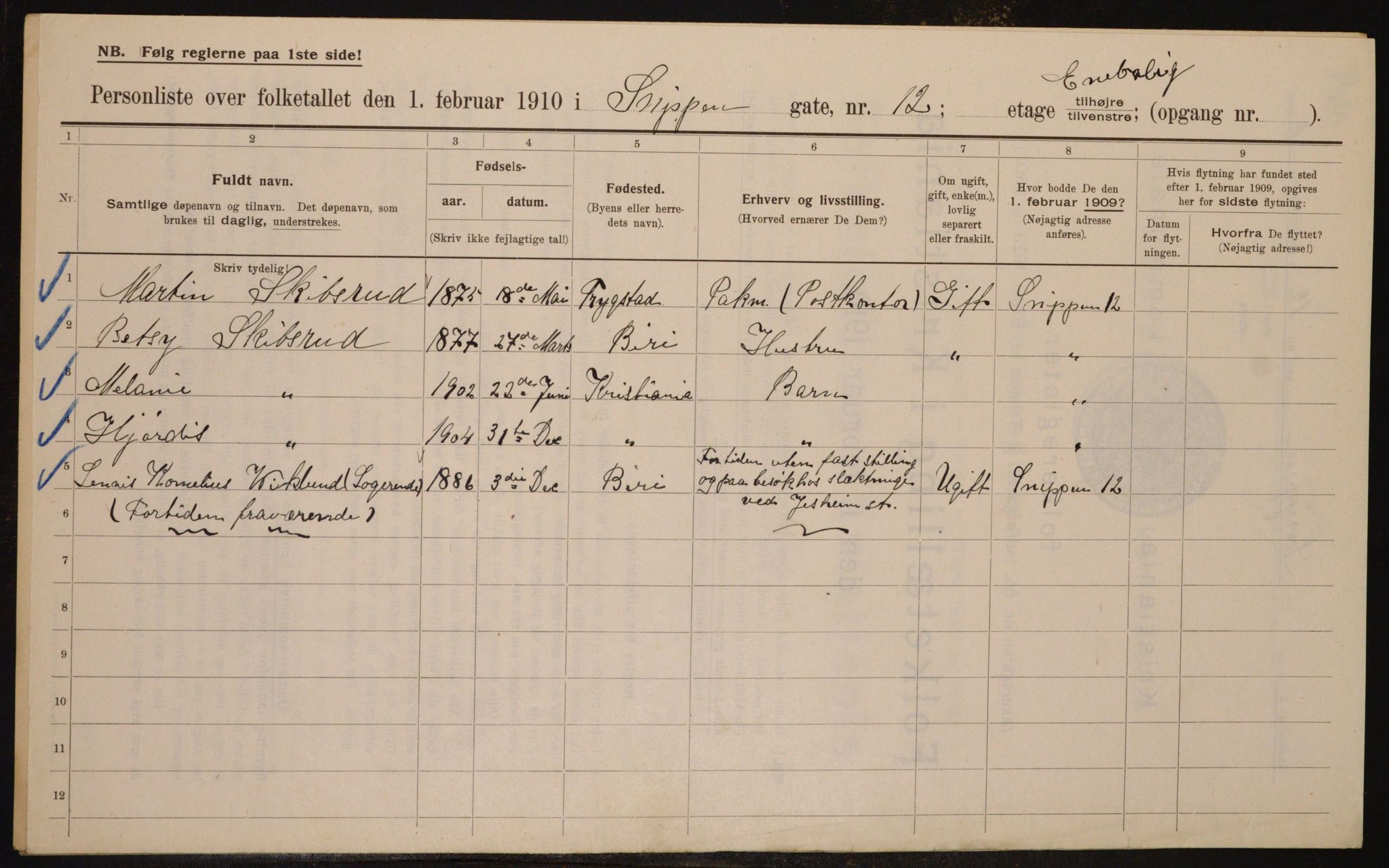 OBA, Municipal Census 1910 for Kristiania, 1910, p. 93488