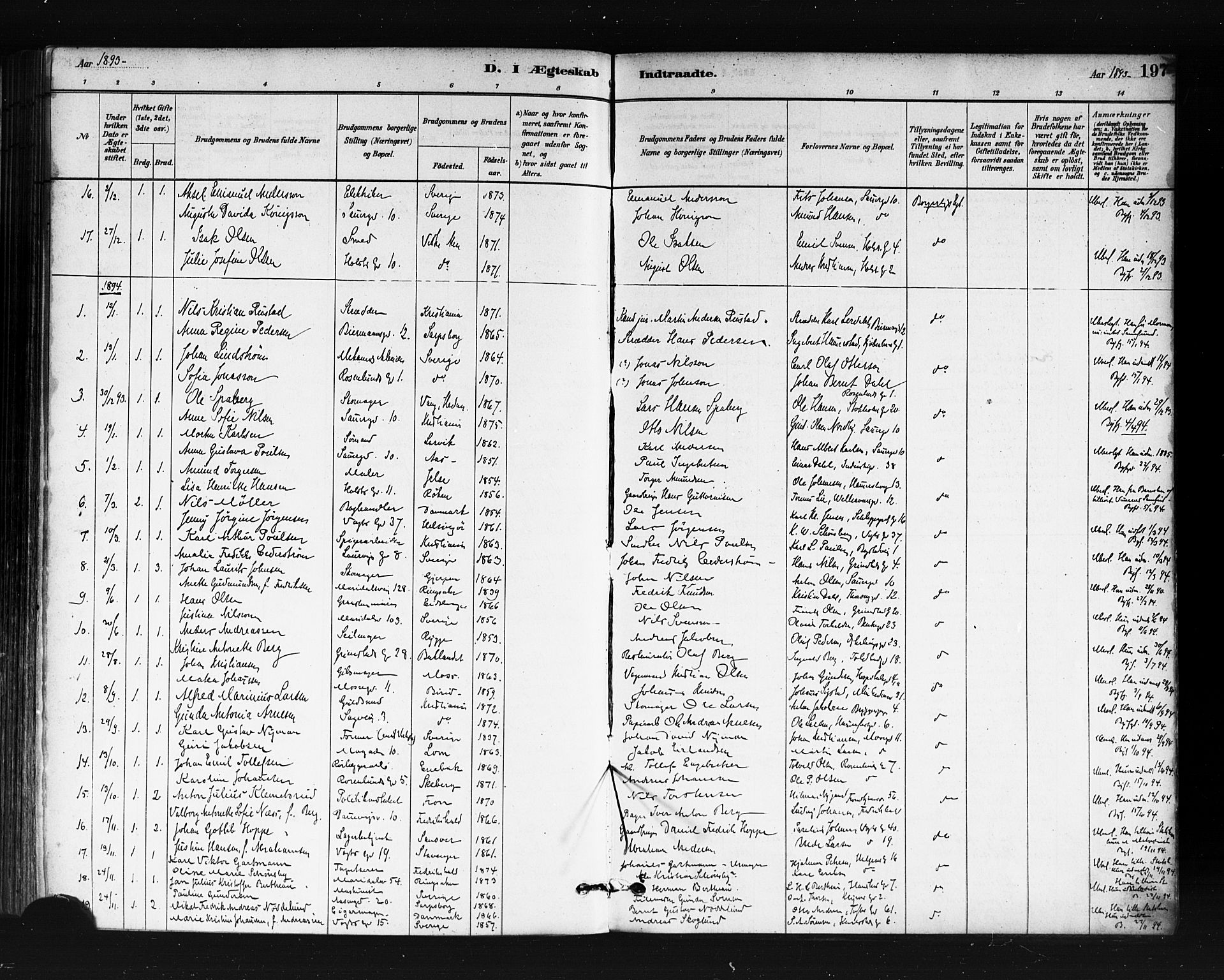 Sagene prestekontor Kirkebøker, SAO/A-10796/F/L0002: Parish register (official) no. 2, 1880-1897, p. 197