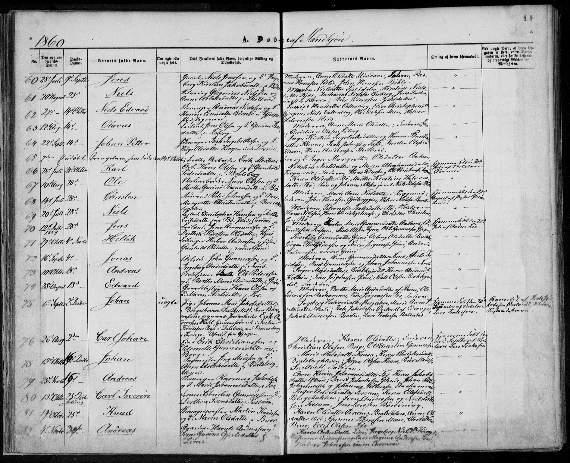 Gjerpen kirkebøker, SAKO/A-265/F/Fa/L0008a: Parish register (official) no. I 8A, 1857-1871, p. 19