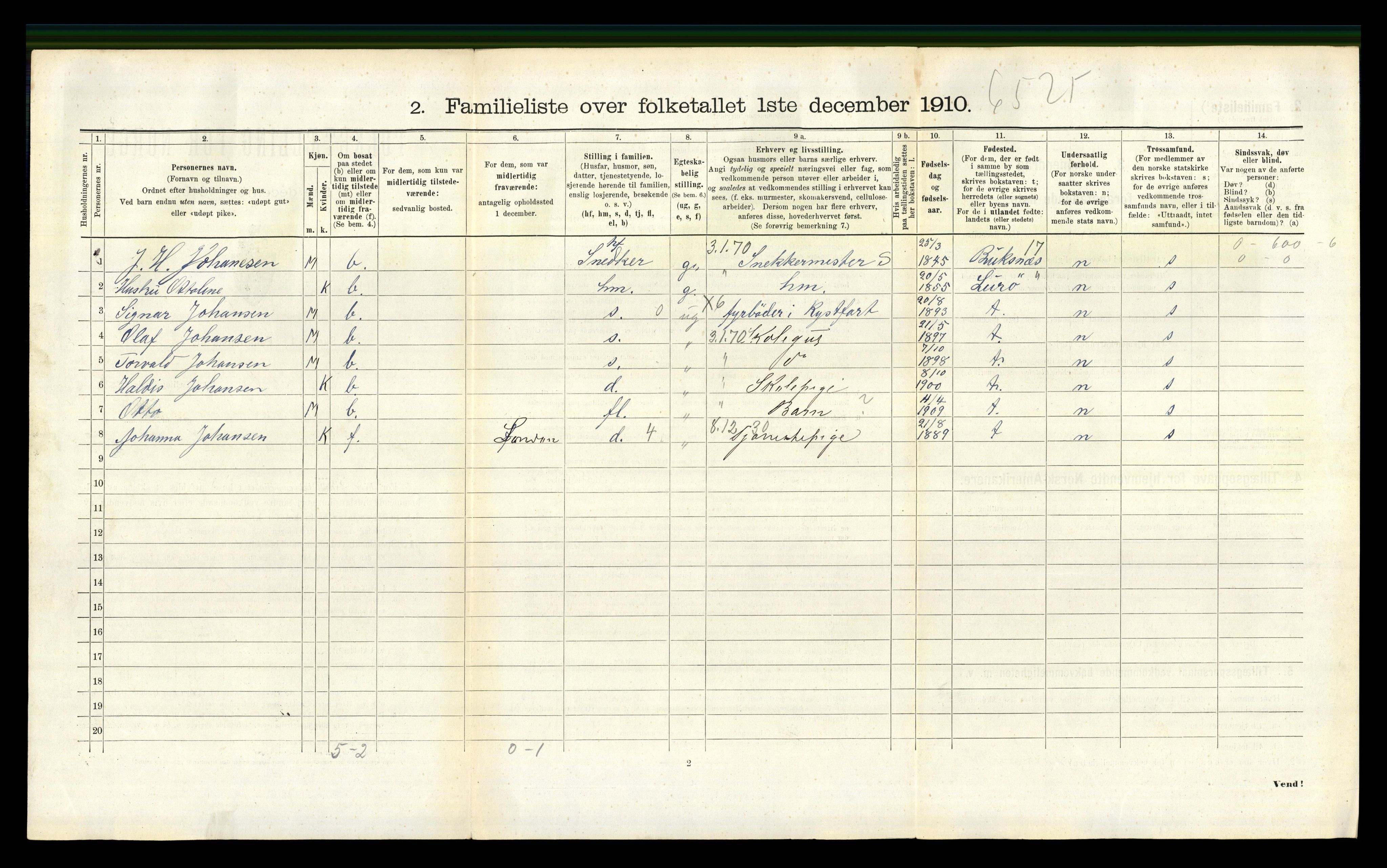 RA, 1910 census for Bodø, 1910, p. 974