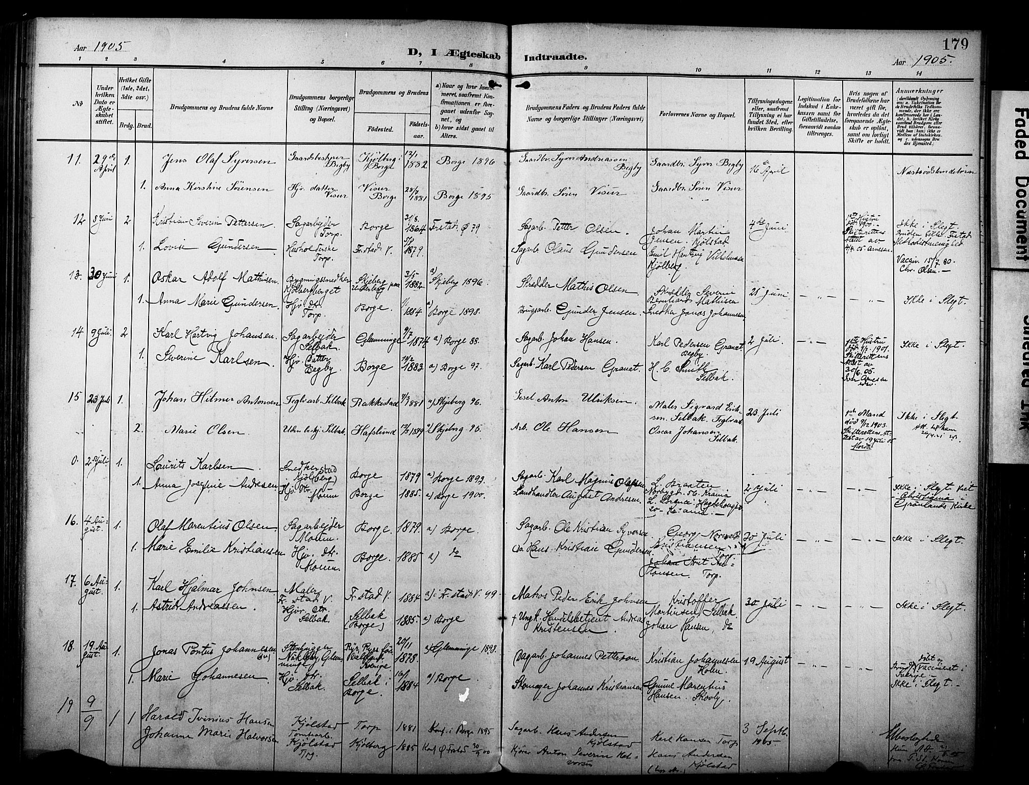 Borge prestekontor Kirkebøker, SAO/A-10903/F/Fa/L0009: Parish register (official) no. I 9, 1902-1911, p. 179