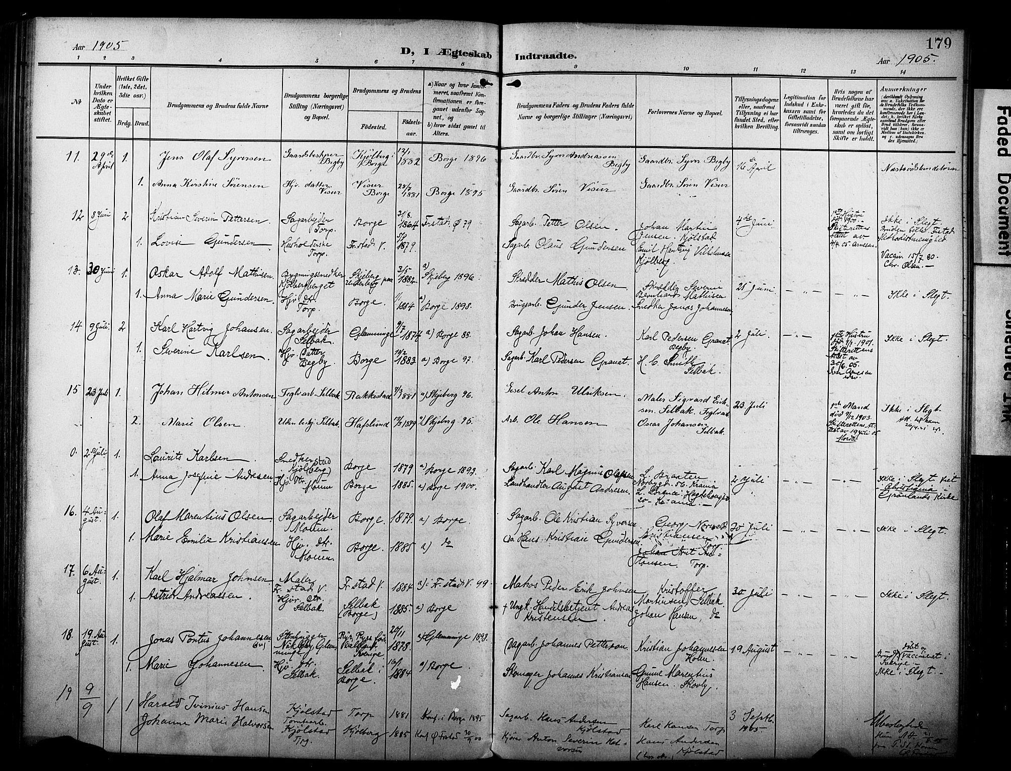 Borge prestekontor Kirkebøker, AV/SAO-A-10903/F/Fa/L0009: Parish register (official) no. I 9, 1902-1911, p. 179