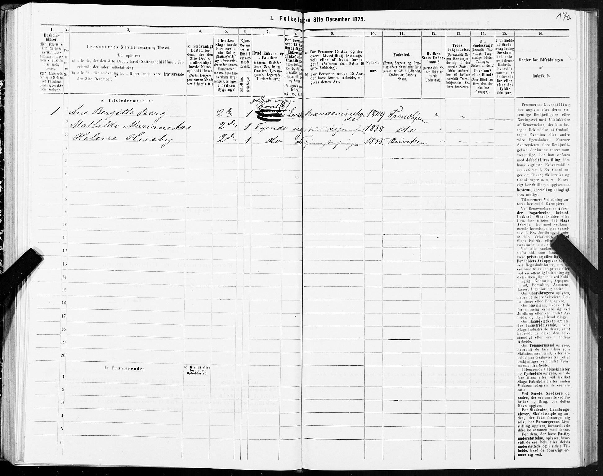 SAT, 1875 census for 1601 Trondheim, 1875, p. 2170