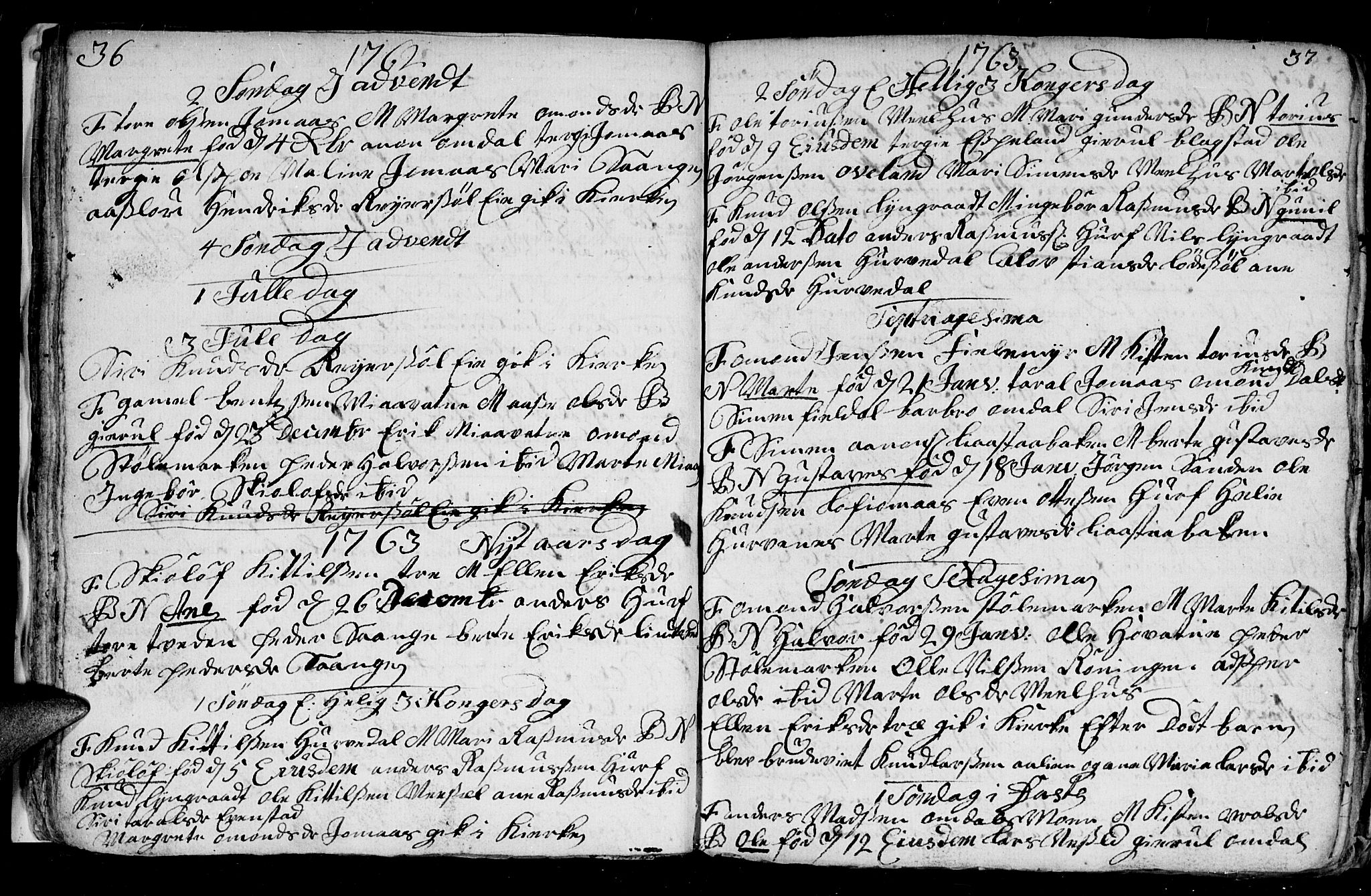 Froland sokneprestkontor, SAK/1111-0013/F/Fb/L0003: Parish register (copy) no. B 3, 1759-1776, p. 36-37