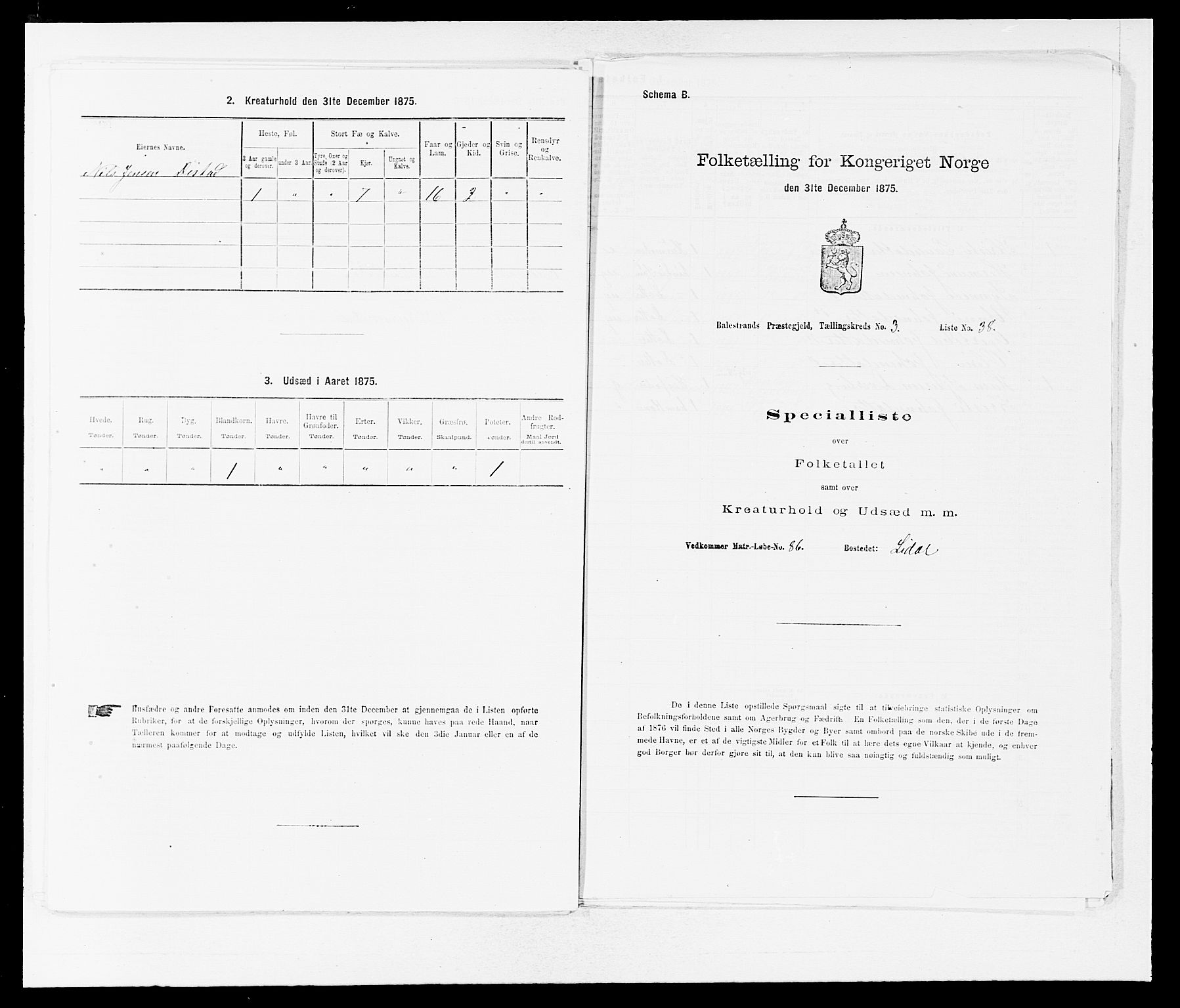 SAB, 1875 census for 1418P Balestrand, 1875, p. 432