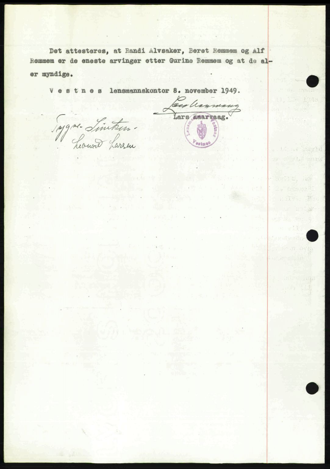 Romsdal sorenskriveri, AV/SAT-A-4149/1/2/2C: Mortgage book no. A31, 1949-1949, Diary no: : 3422/1949