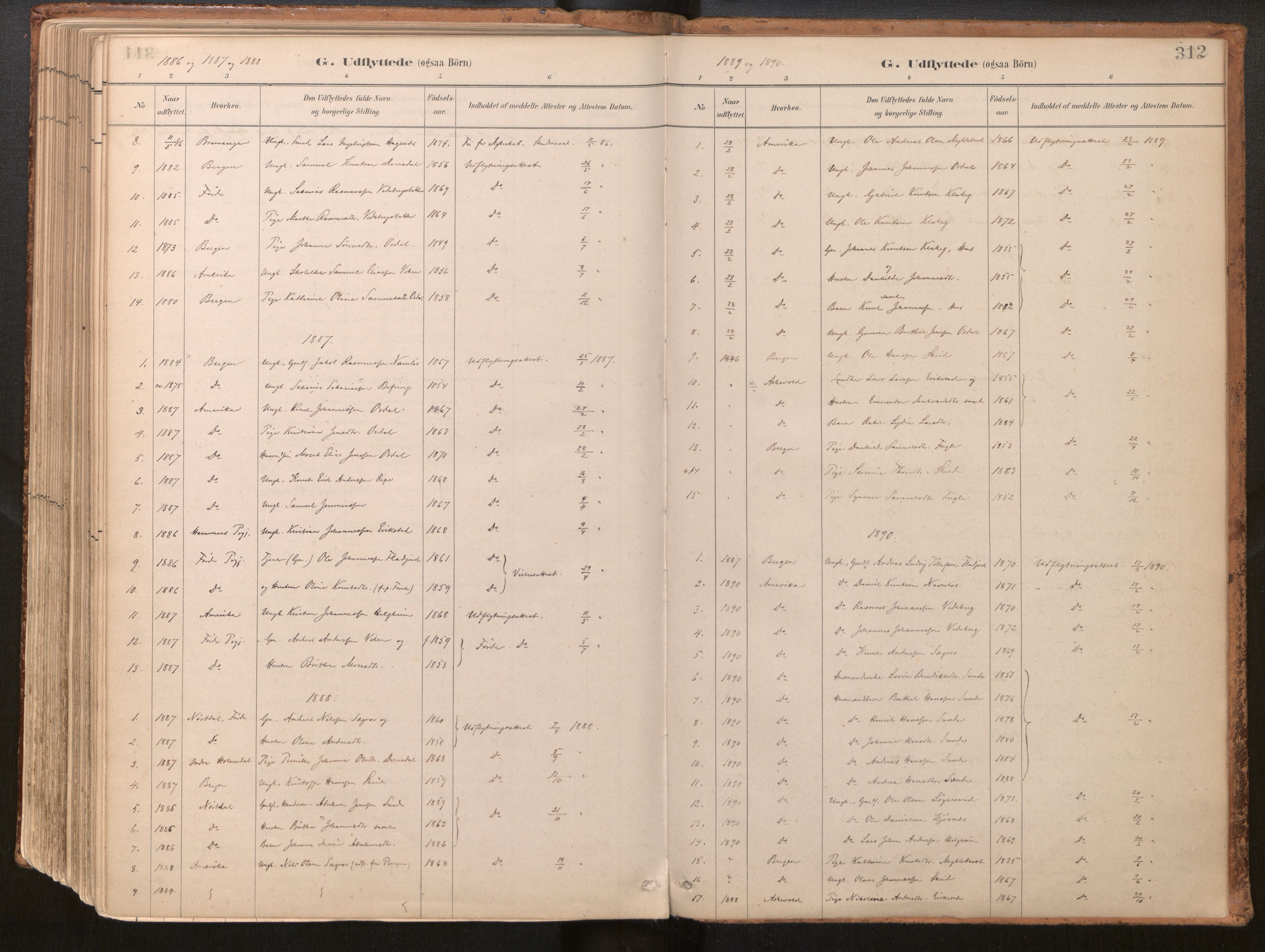 Jølster sokneprestembete, SAB/A-80701/H/Haa/Haac/L0001: Parish register (official) no. C 1, 1882-1928, p. 312