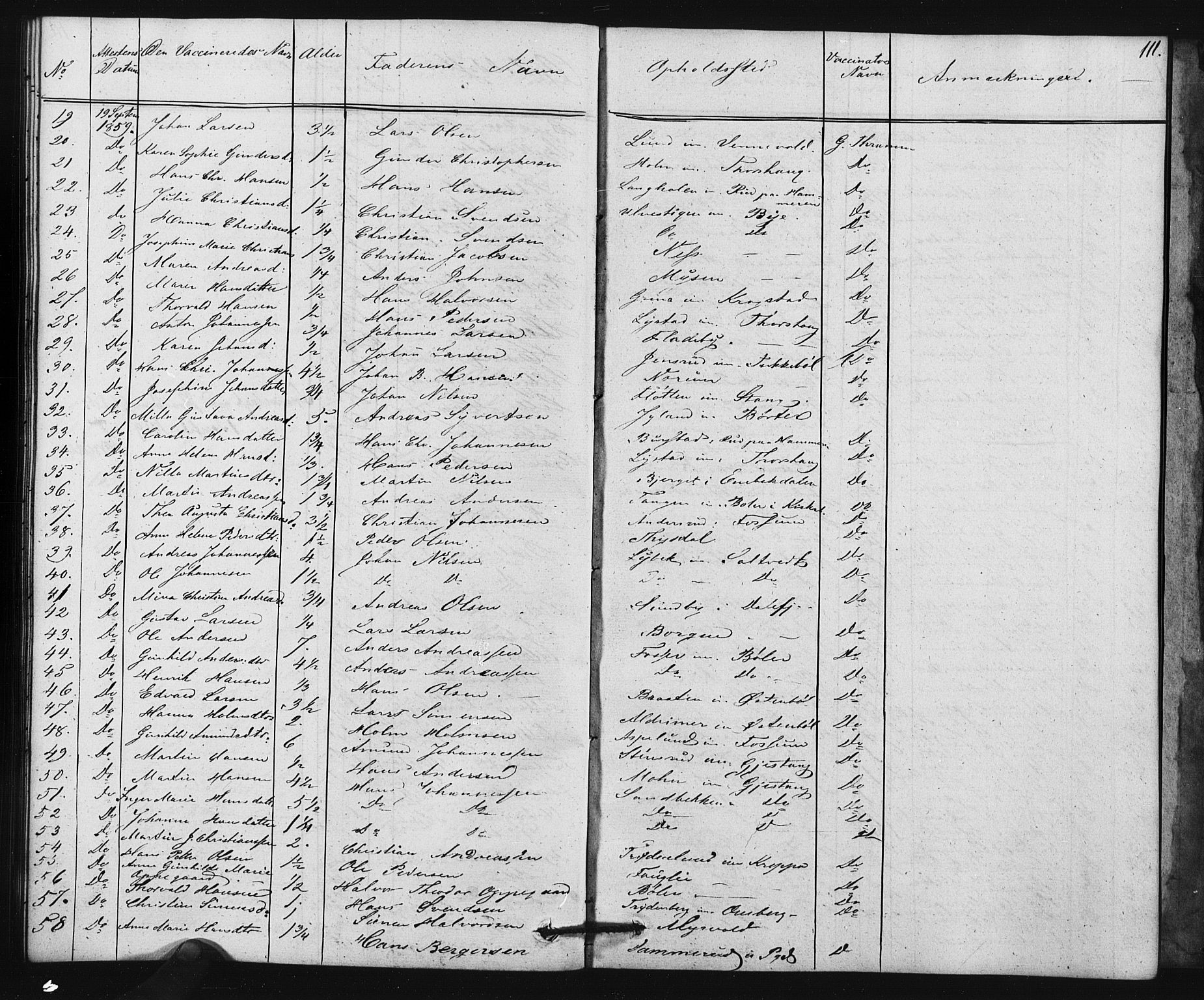 Enebakk prestekontor Kirkebøker, SAO/A-10171c/F/Fa/L0015: Parish register (official) no. I 15, 1830-1867, p. 111
