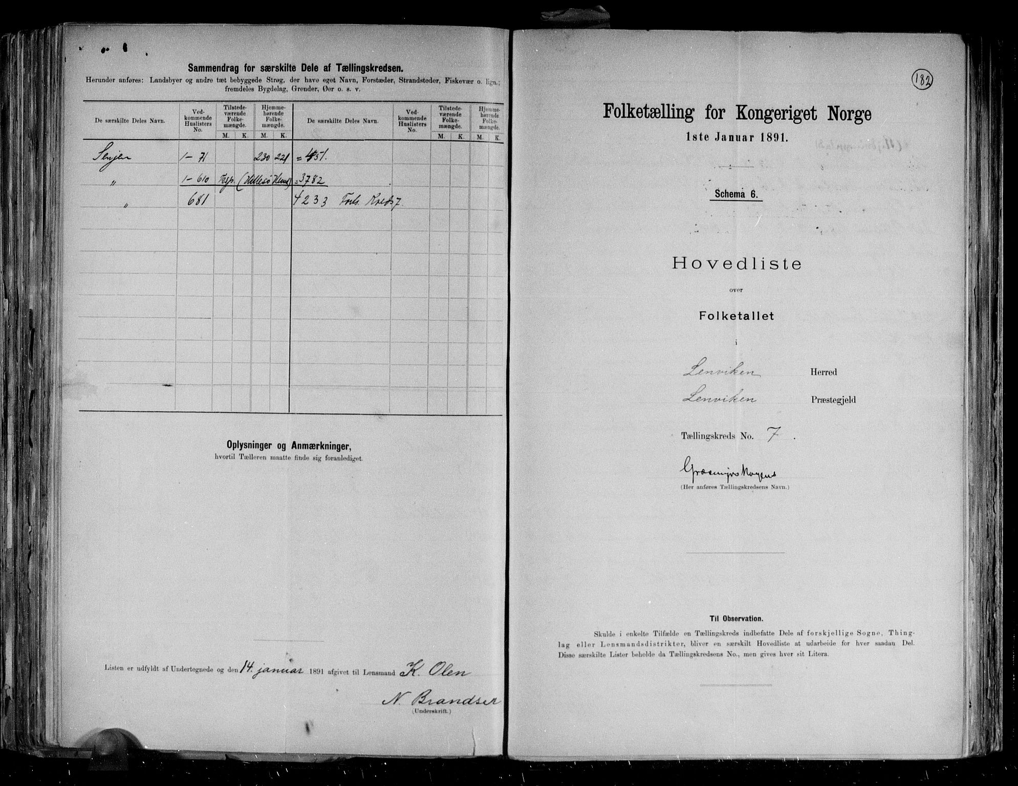RA, 1891 census for 1931 Lenvik, 1891, p. 19