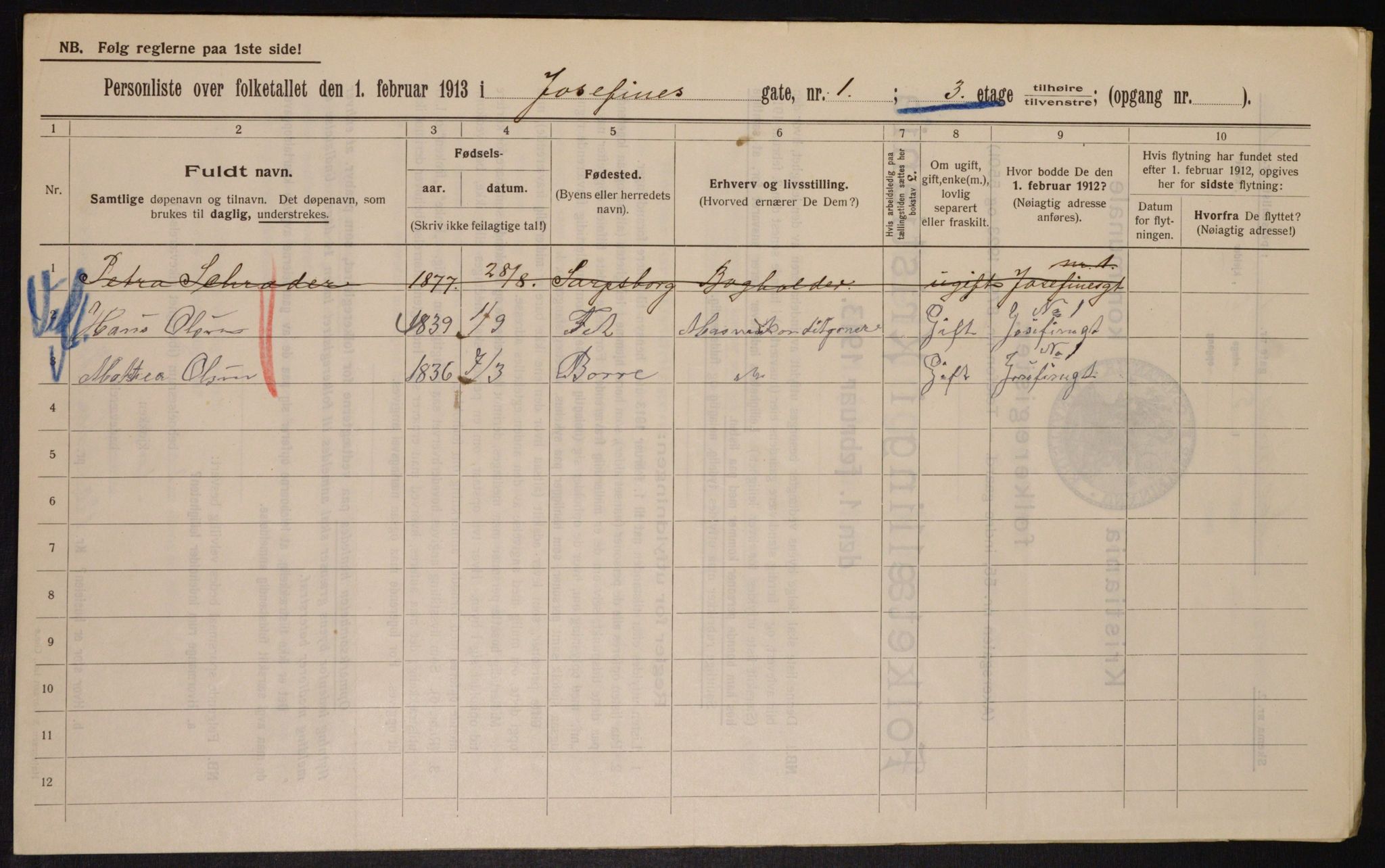 OBA, Municipal Census 1913 for Kristiania, 1913, p. 47086