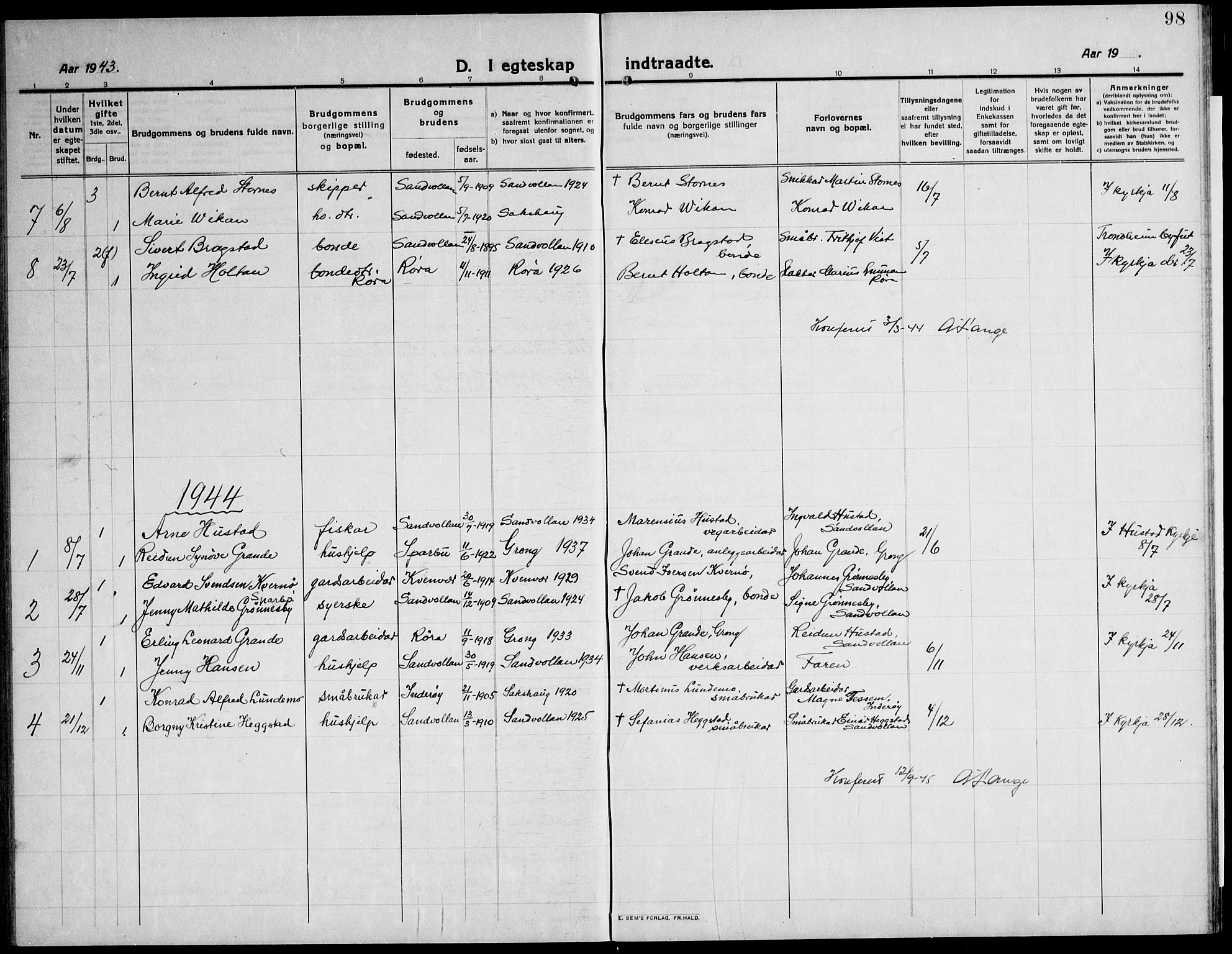 Ministerialprotokoller, klokkerbøker og fødselsregistre - Nord-Trøndelag, SAT/A-1458/732/L0319: Parish register (copy) no. 732C03, 1911-1945, p. 98